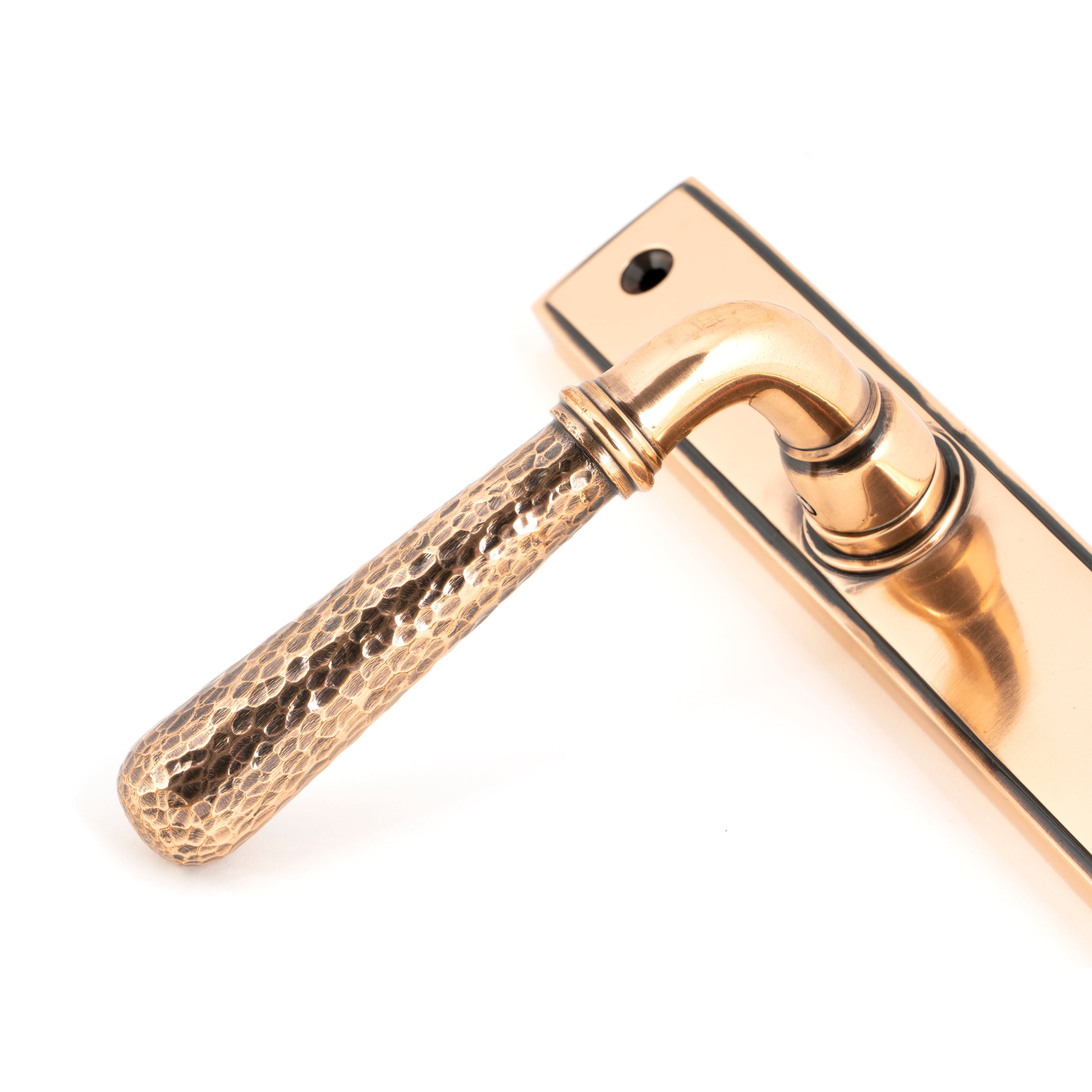 Polished Bronze Hammered Newbury Slimline Espag. Lock Set | From The Anvil-Espagnolette-Yester Home