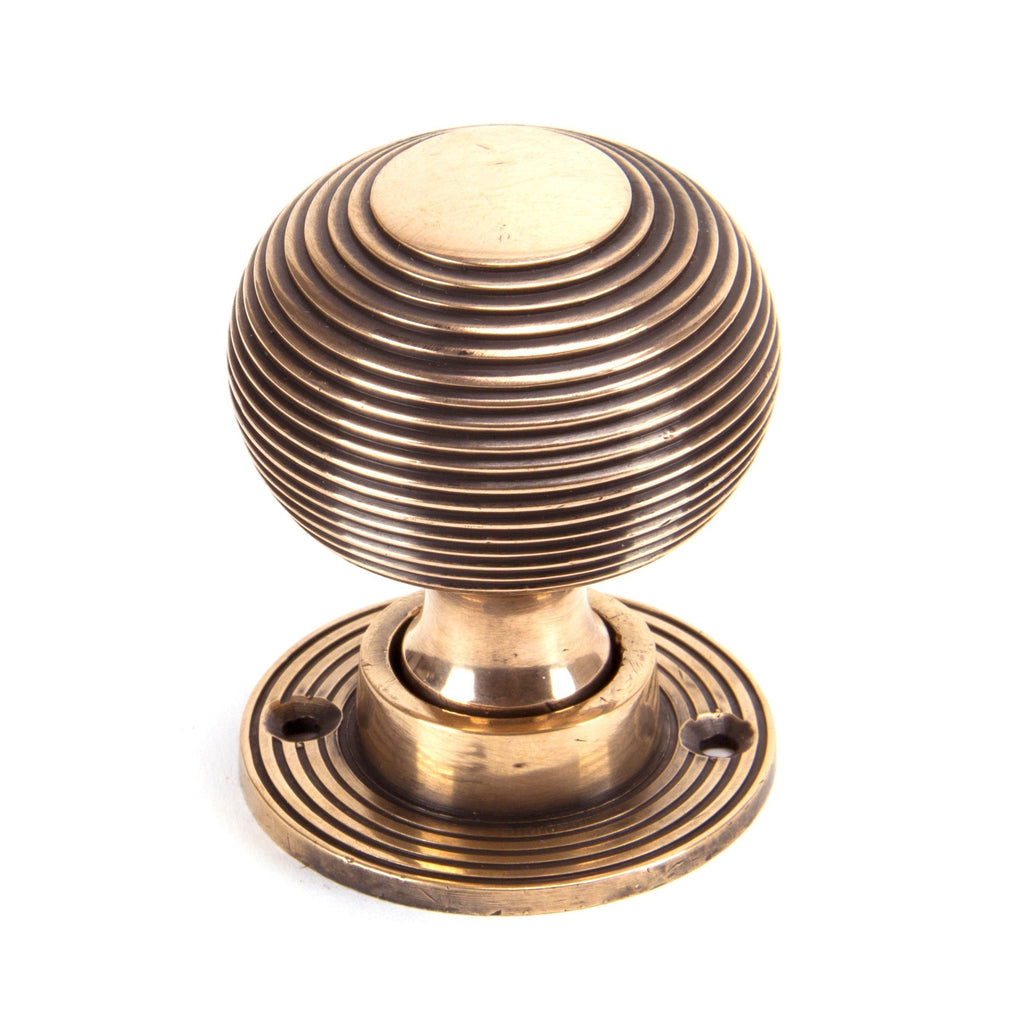Polished Bronze Heavy Beehive Mortice/Rim Knob Set | From The Anvil-Mortice Knobs-Yester Home