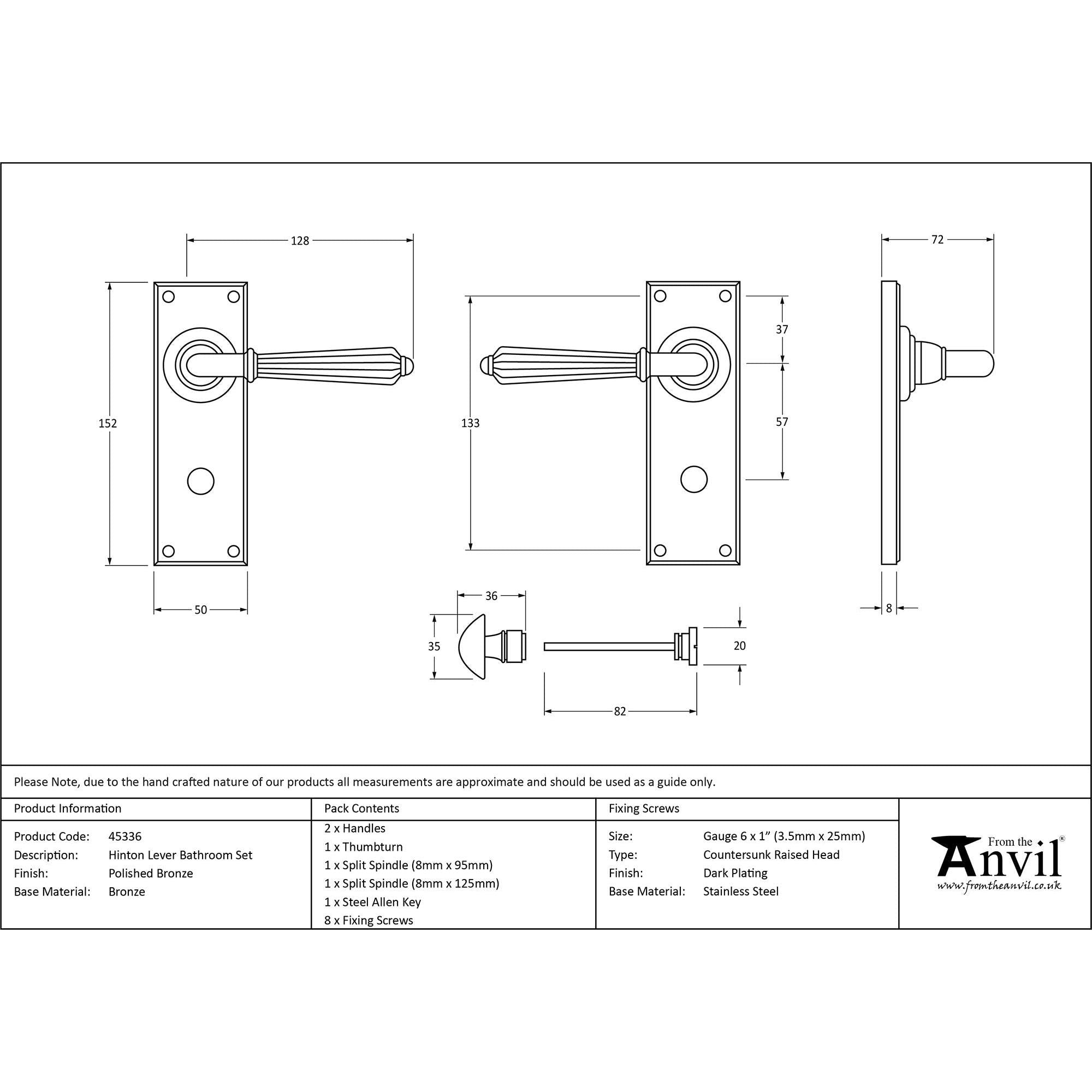 Polished Bronze Hinton Lever Bathroom Set | From The Anvil - Lever Bathroom - From The Anvil - Yester Home