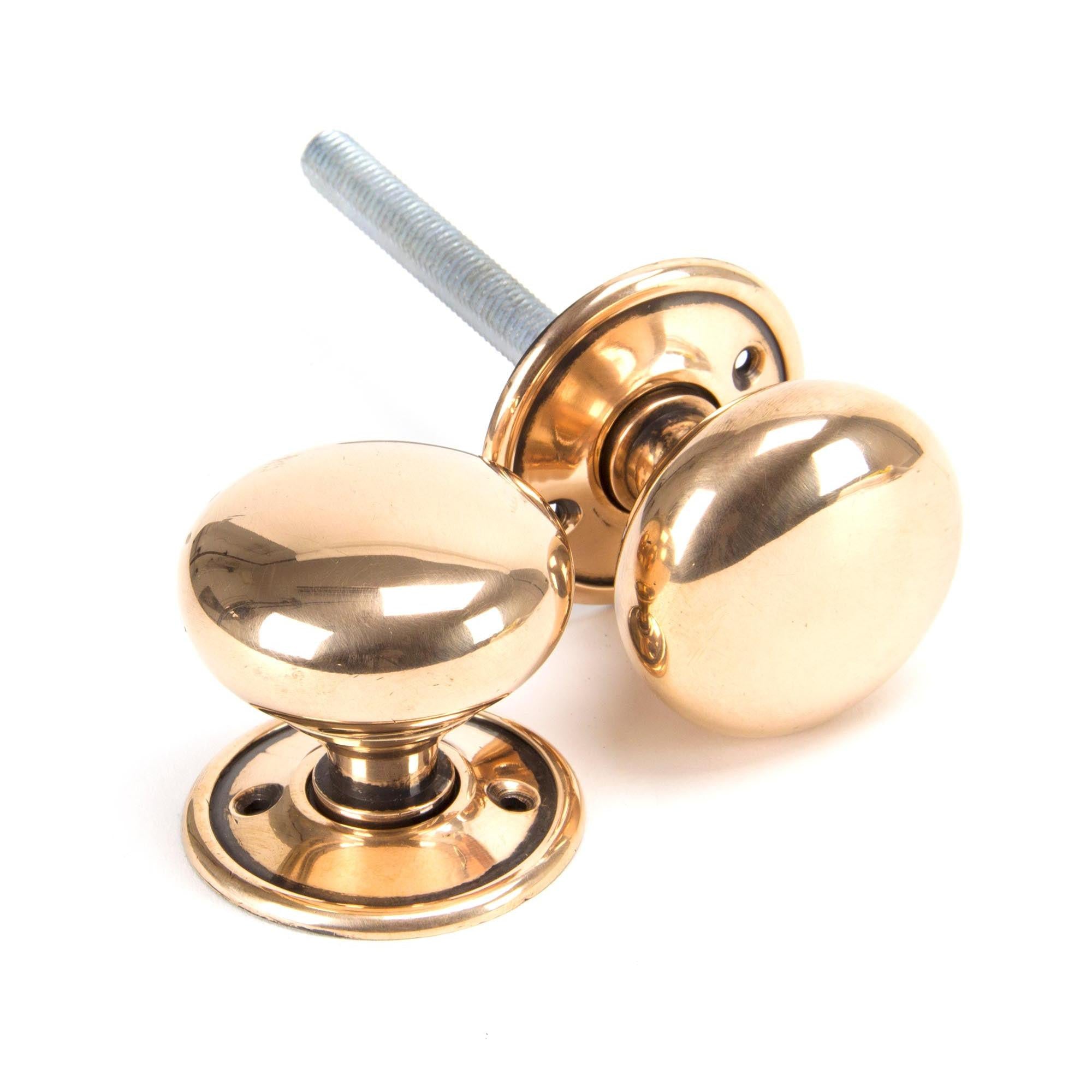 Polished Bronze Mushroom Mortice/Rim Knob Set | From The Anvil - Mortice Knobs - From The Anvil - Yester Home