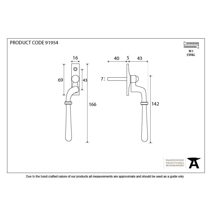 Polished Bronze Newbury Espag - LH | From The Anvil-Espag. Fasteners-Yester Home