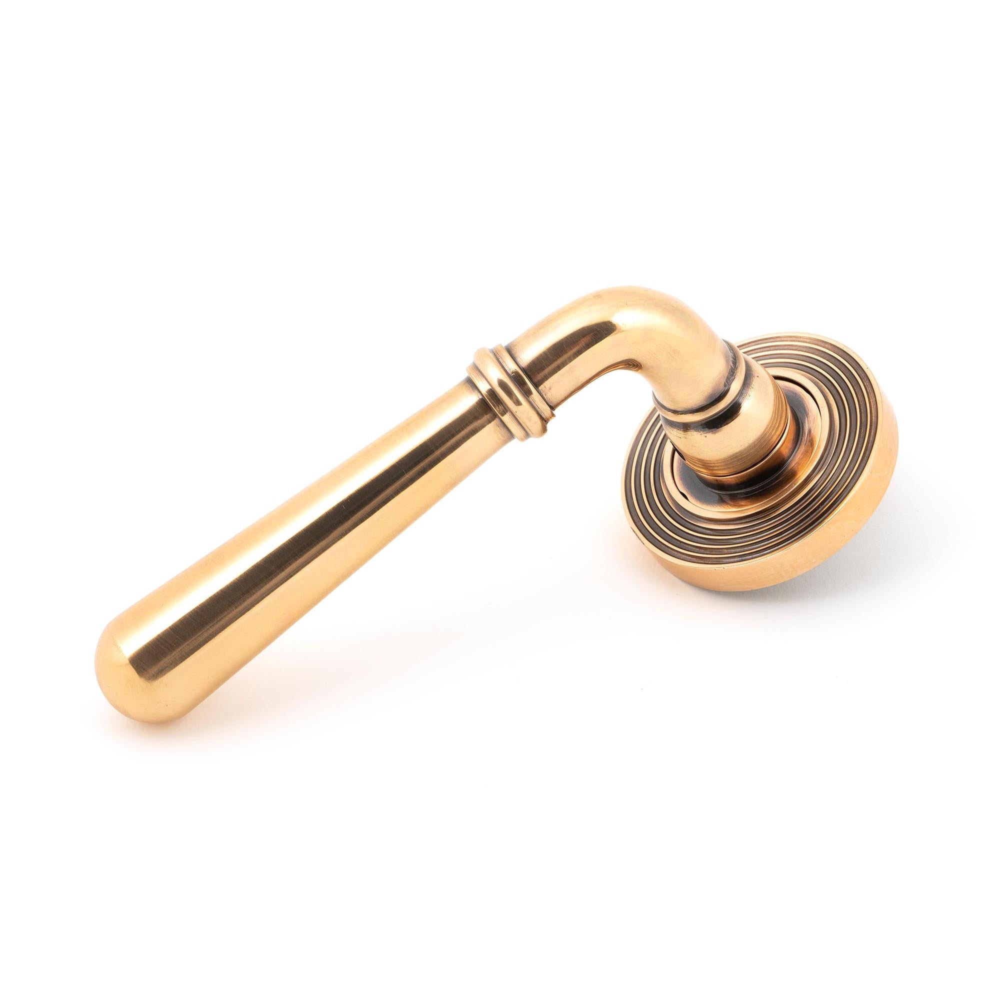 Polished Bronze Newbury Lever on Rose Set (Beehive) - Unsprung | From The Anvil - Concealed - From The Anvil - Yester Home