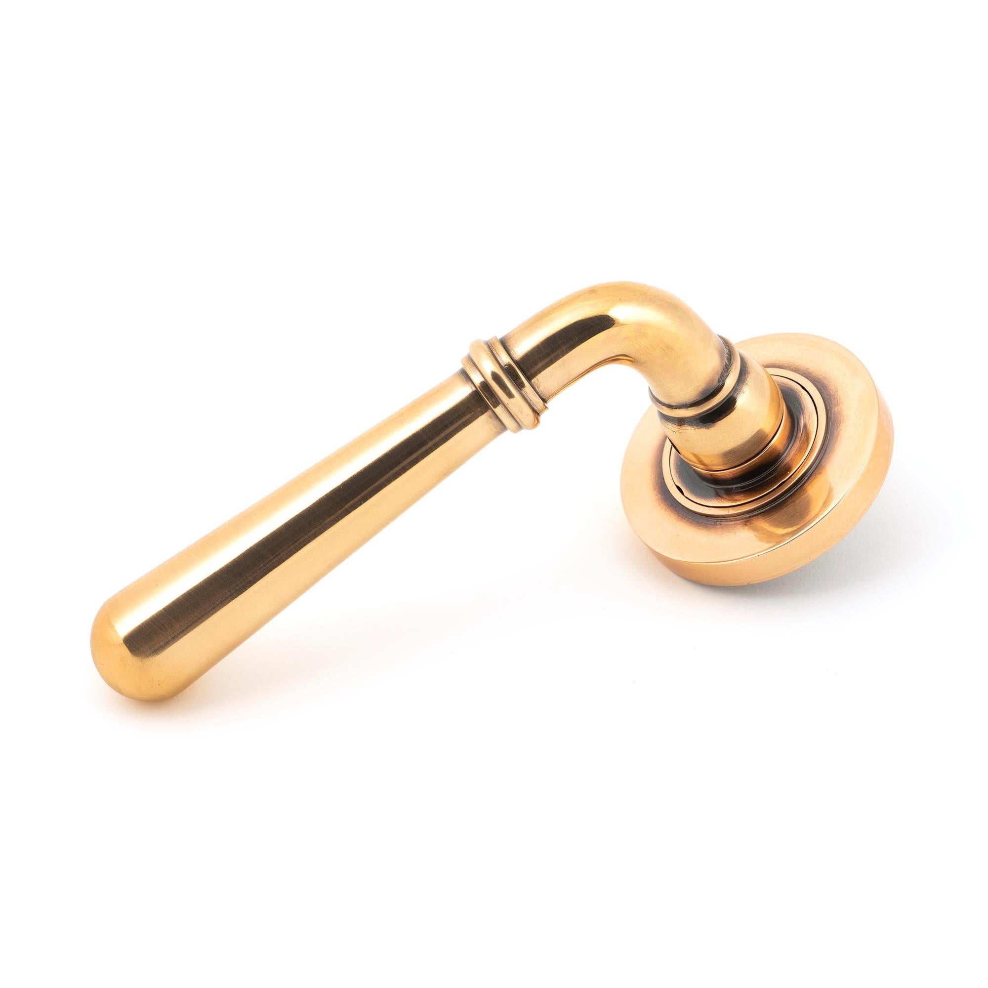 Polished Bronze Newbury Lever on Rose Set (Plain) | From The Anvil - Concealed - From The Anvil - Yester Home