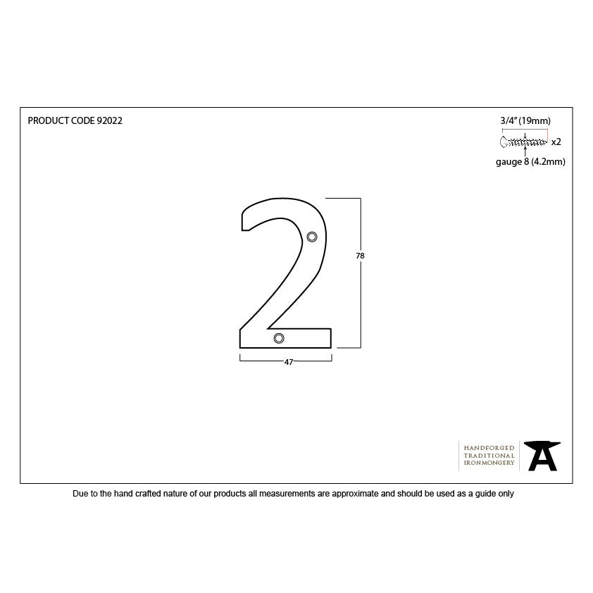 Polished Bronze Numeral 2 | From The Anvil-Numerals-Yester Home