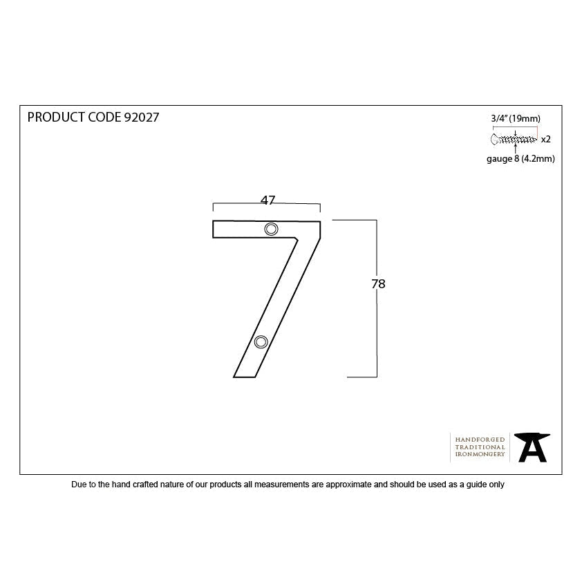 Polished Bronze Numeral 7 | From The Anvil-Numerals-Yester Home