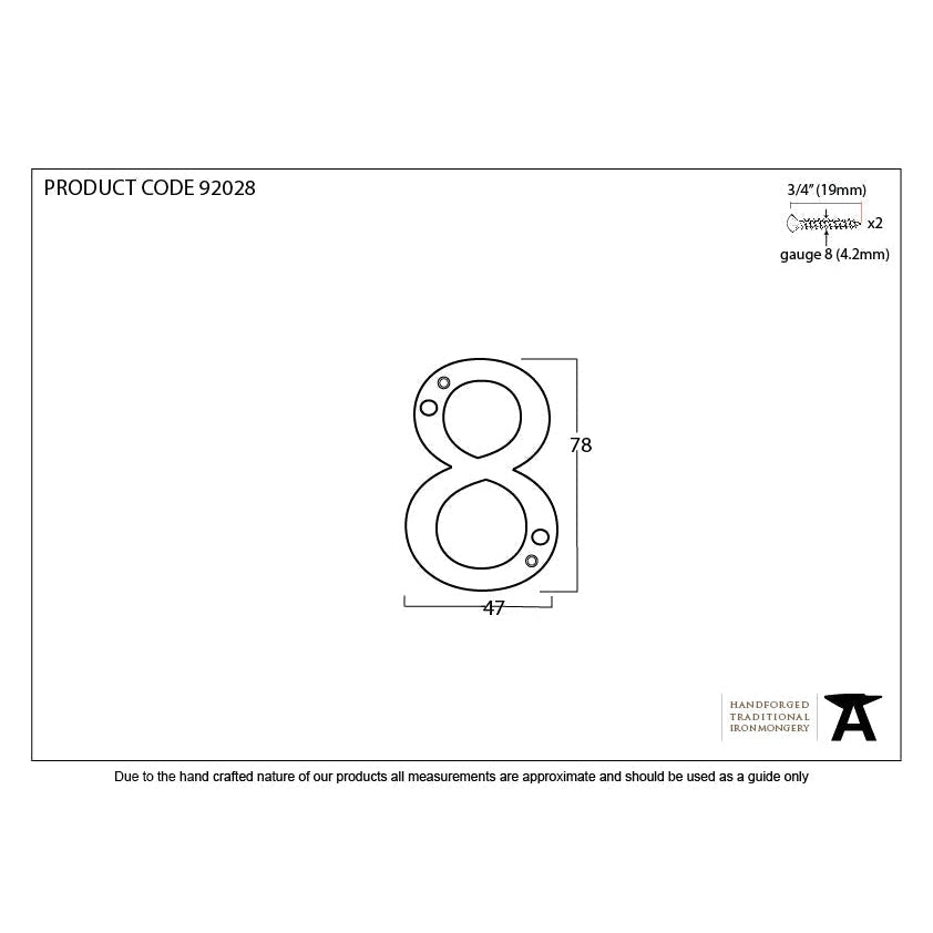Polished Bronze Numeral 8 | From The Anvil-Numerals-Yester Home
