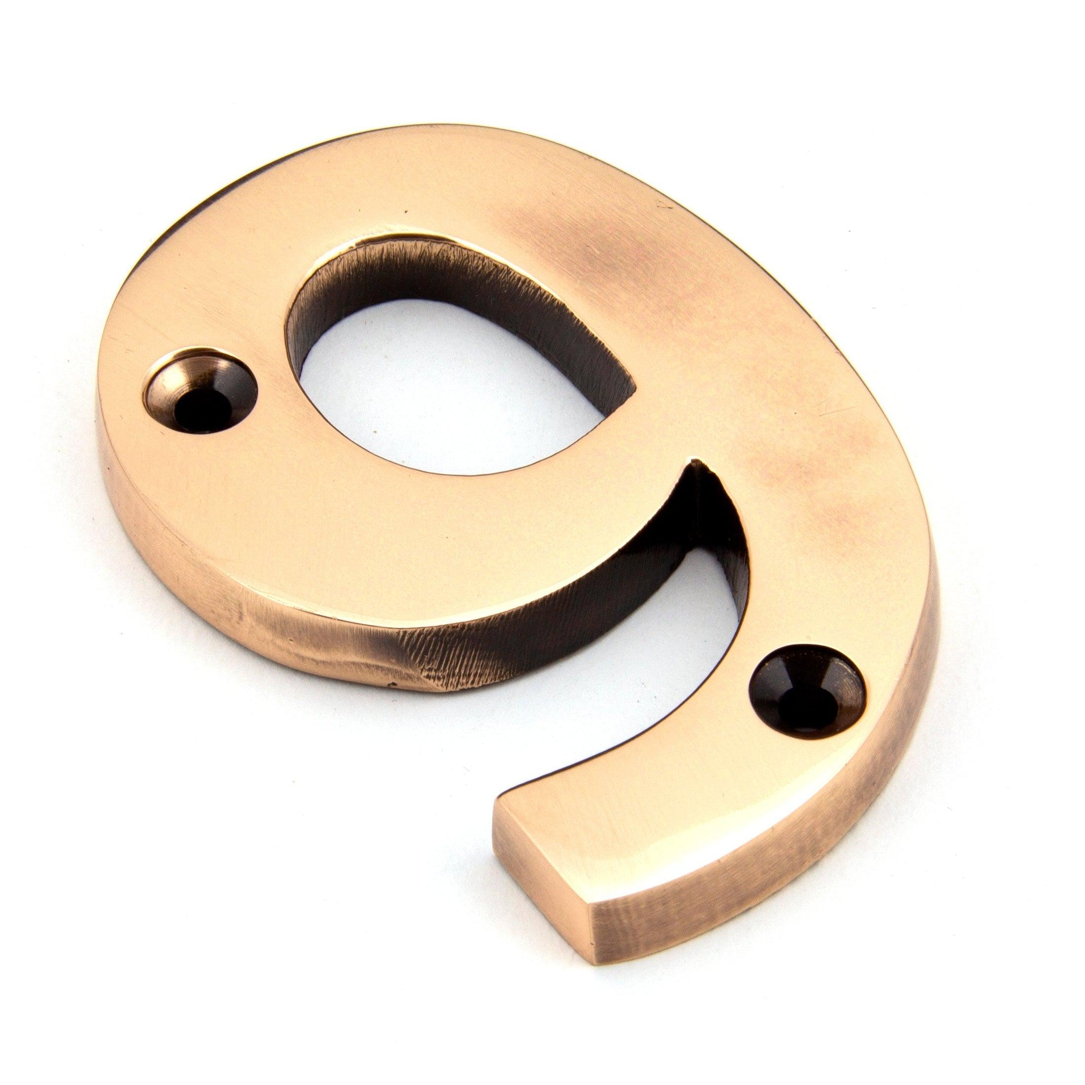 Polished Bronze Numeral 9 | From The Anvil-Numerals-Yester Home