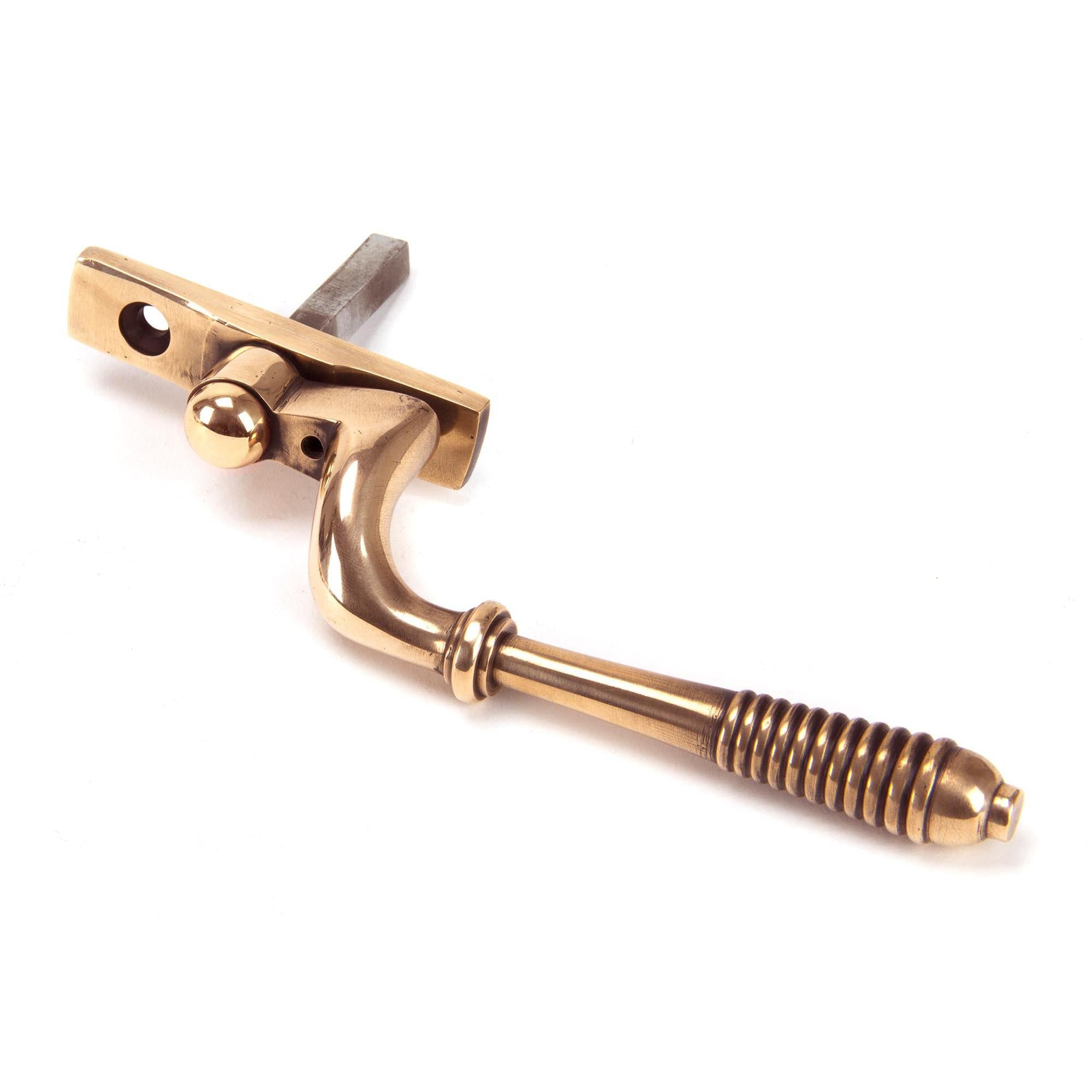 Polished Bronze Reeded Espag - LH | From The Anvil - Espag. Fasteners - From The Anvil - Yester Home
