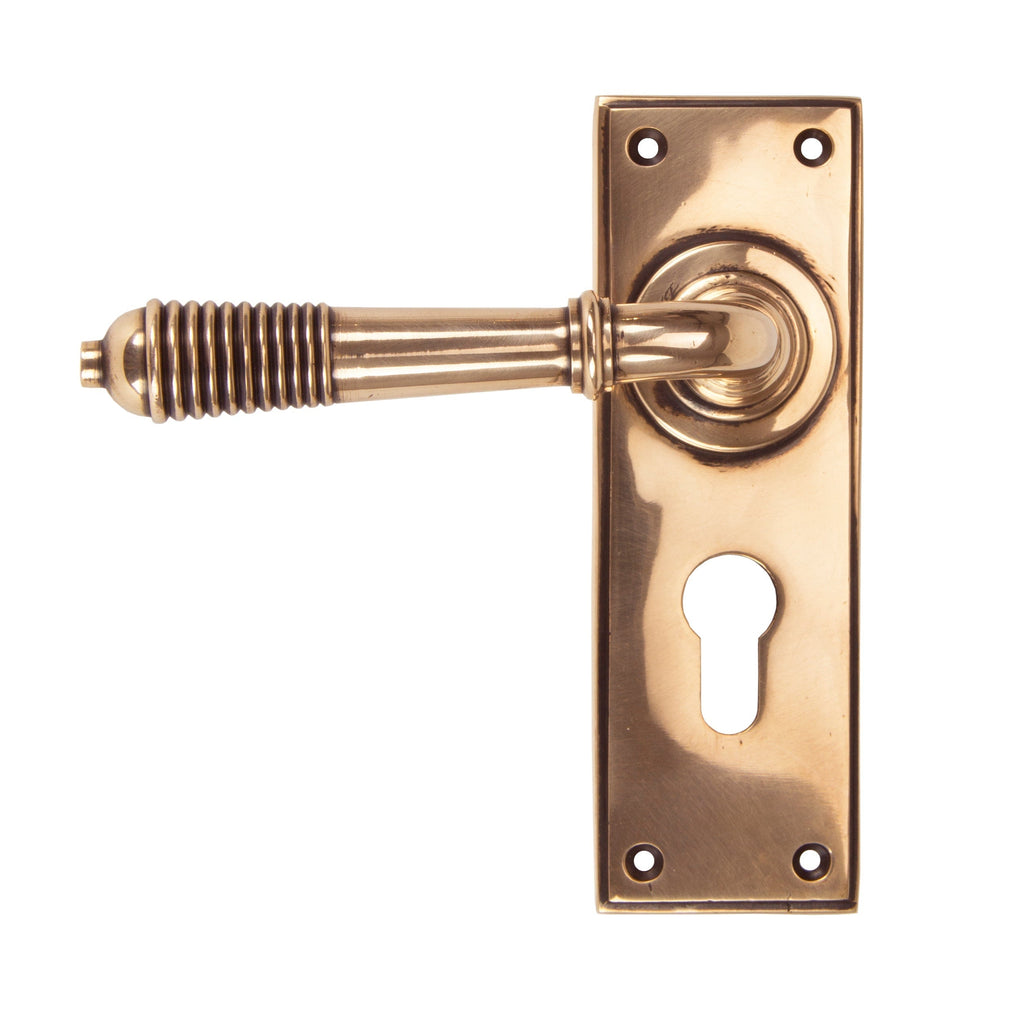 Polished Bronze Reeded Lever Euro Lock Set | From The Anvil-Lever Euro-Yester Home