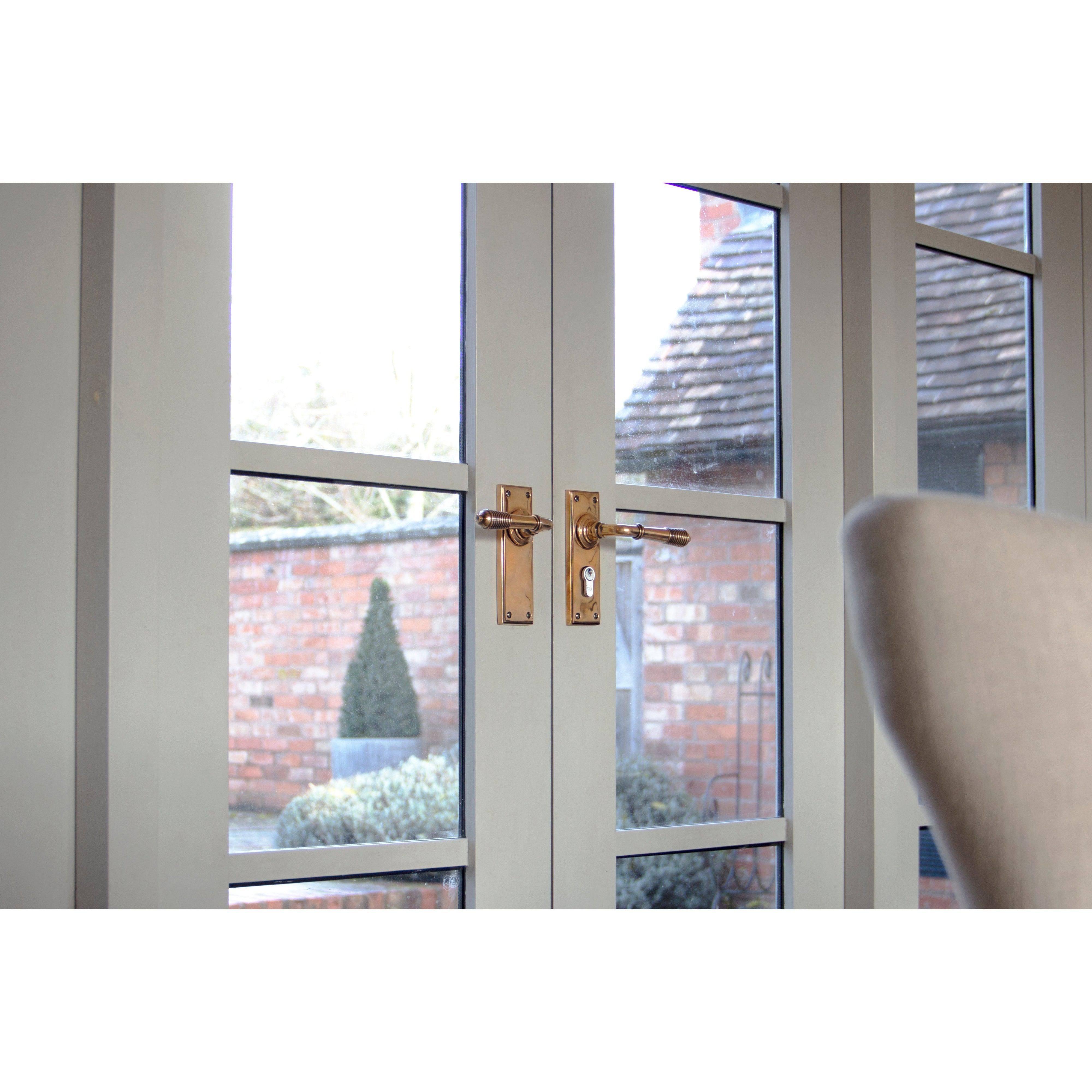 Polished Bronze Reeded Lever Latch Set | From The Anvil-Lever Latch-Yester Home