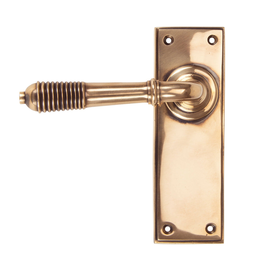 Polished Bronze Reeded Lever Latch Set | From The Anvil-Lever Latch-Yester Home