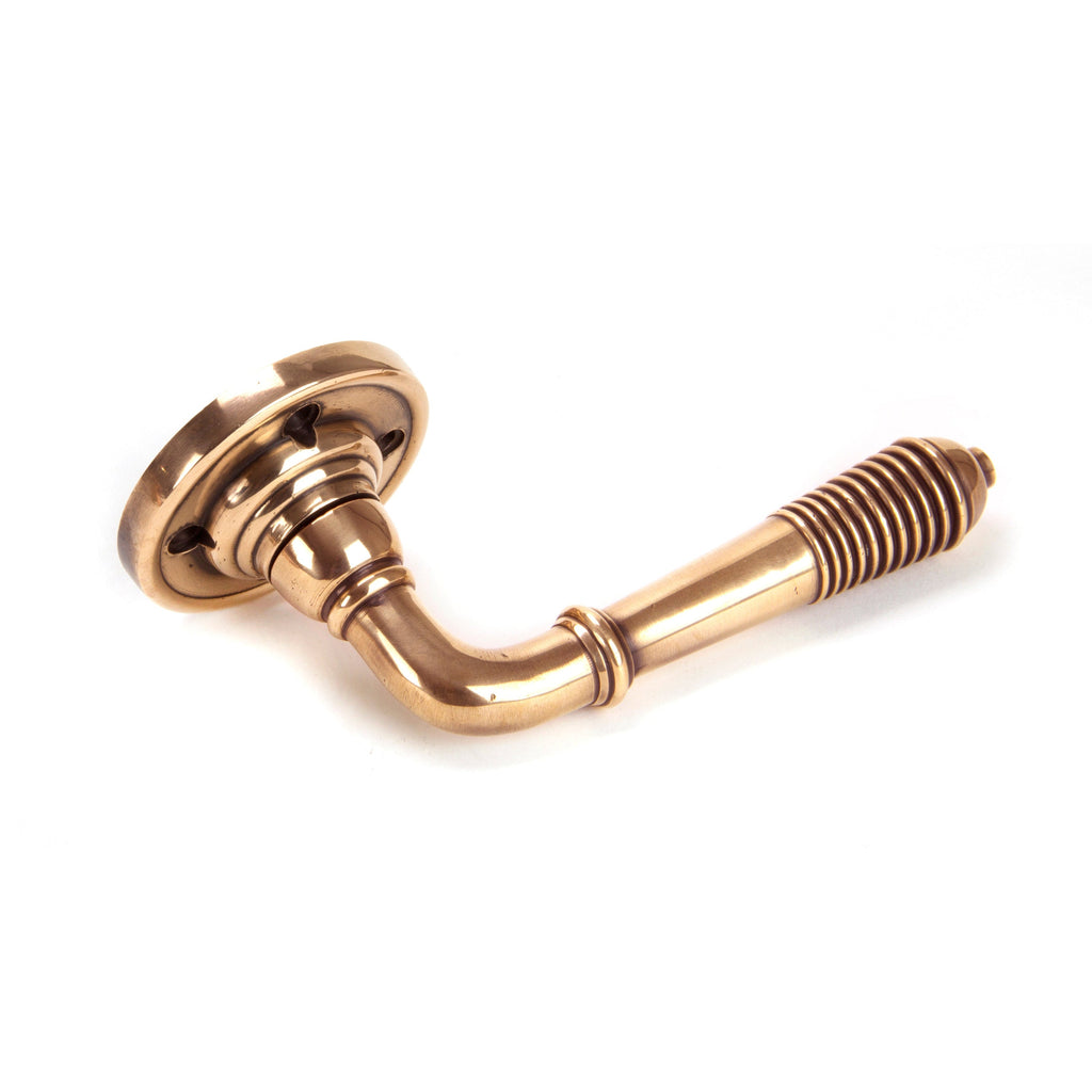 Polished Bronze Reeded Lever on Rose Set | From The Anvil-Lever on Rose-Yester Home