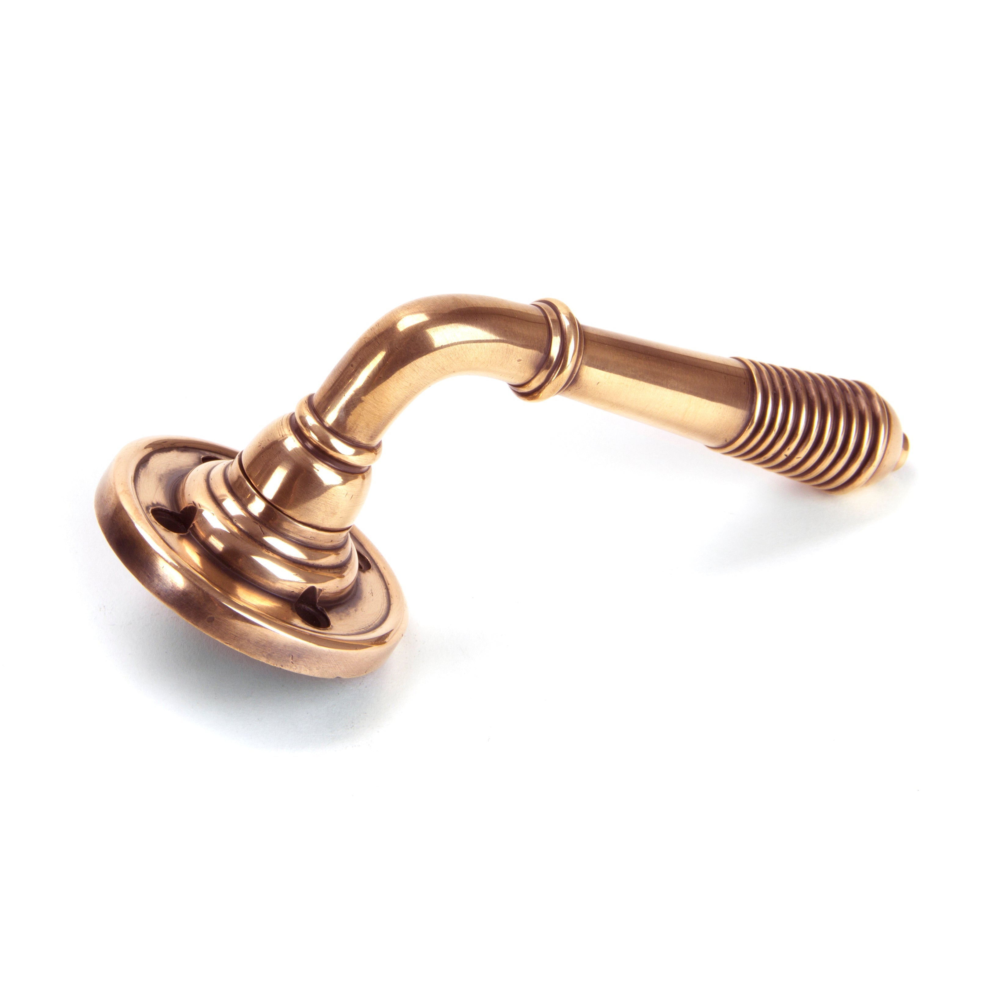 Polished Bronze Reeded Lever on Rose Set - Unsprung | From The Anvil-Lever on Rose-Yester Home