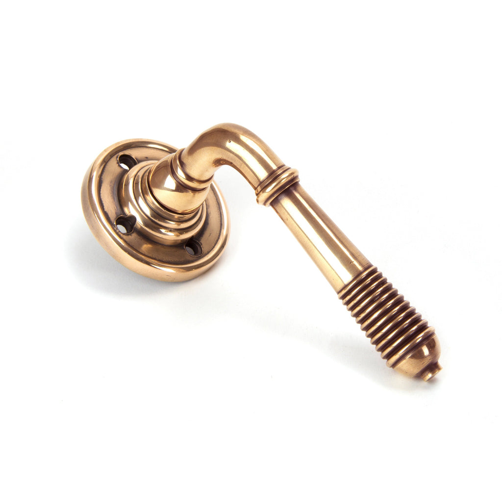 Polished Bronze Reeded Lever on Rose Set - Unsprung | From The Anvil-Lever on Rose-Yester Home