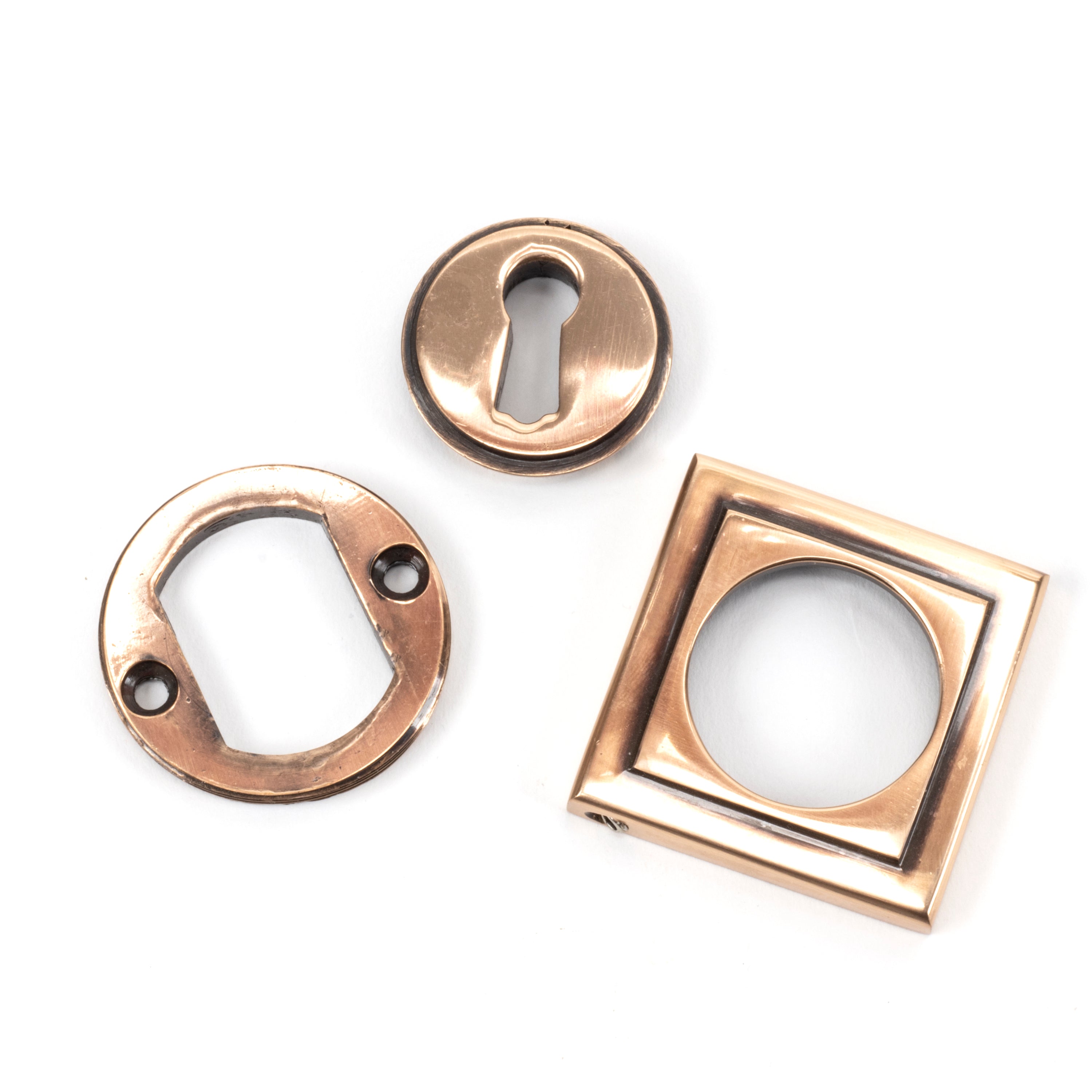 Polished Bronze Round Escutcheon (Square) | From The Anvil-Escutcheons-Yester Home