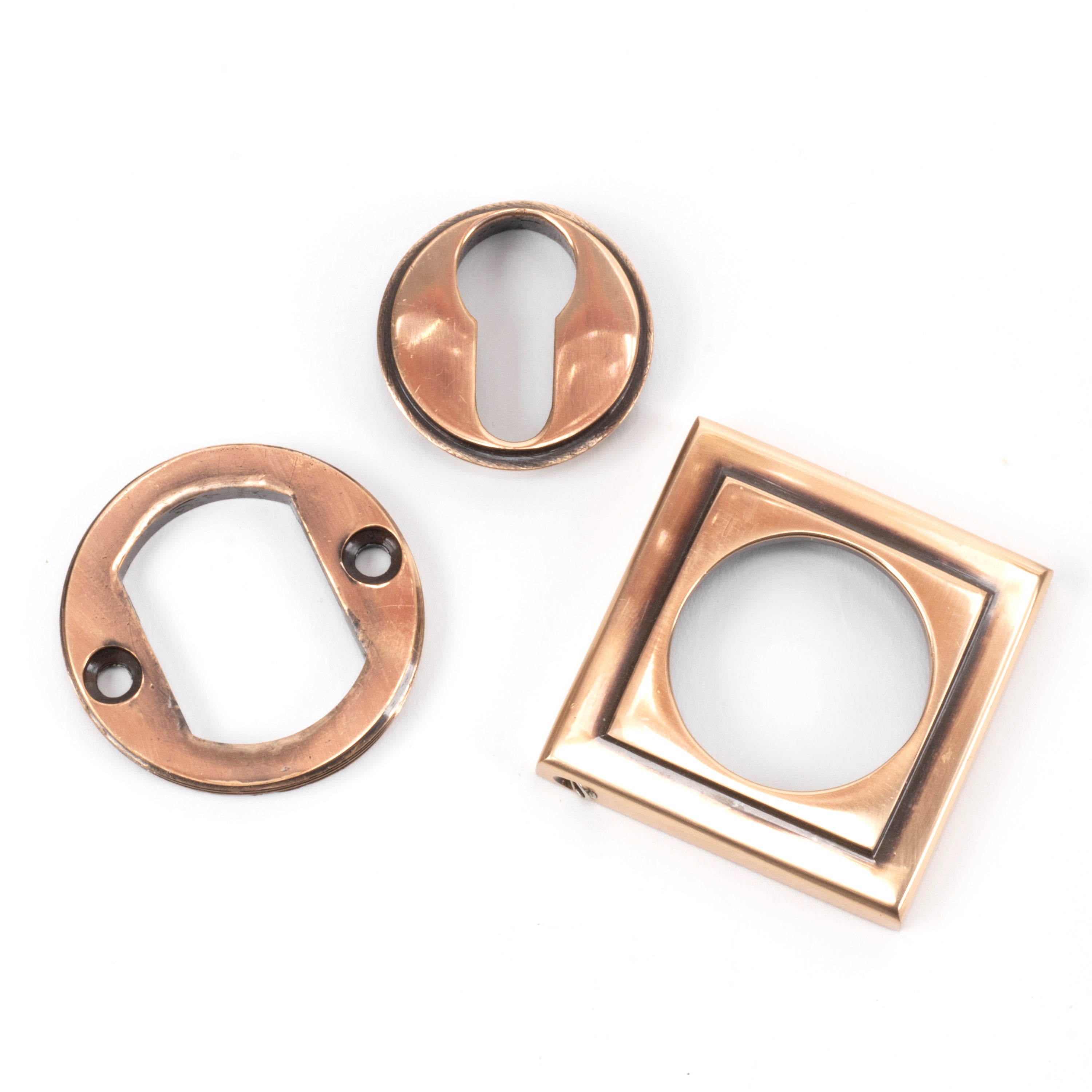 Polished Bronze Round Euro Escutcheon (Square) | From The Anvil-Euro Escutcheons-Yester Home