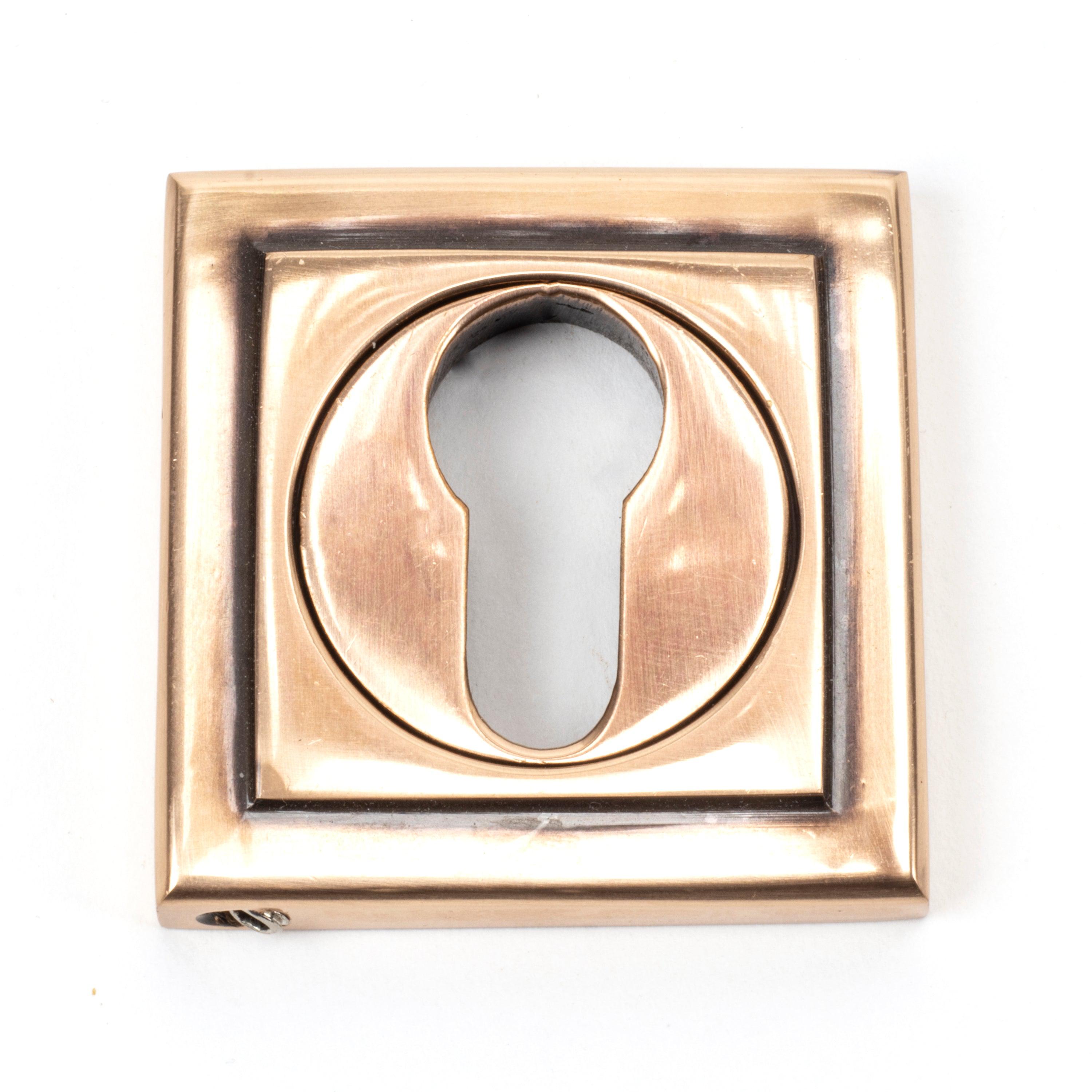 Polished Bronze Round Euro Escutcheon (Square) | From The Anvil-Euro Escutcheons-Yester Home
