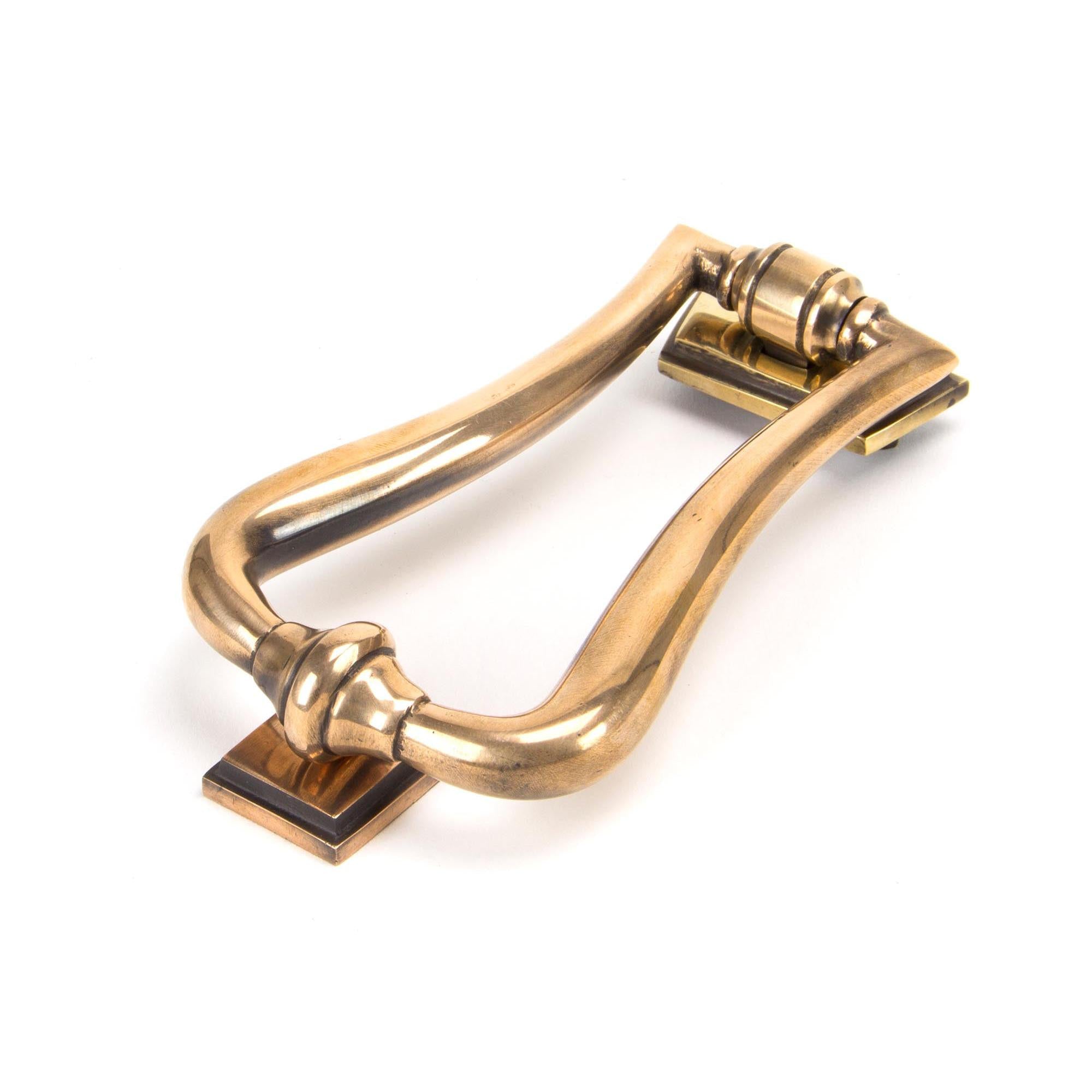 Polished Bronze Slimline Art Deco Door Knocker | From The Anvil - Bolt-Through Door Knockers - From The Anvil - Yester Home