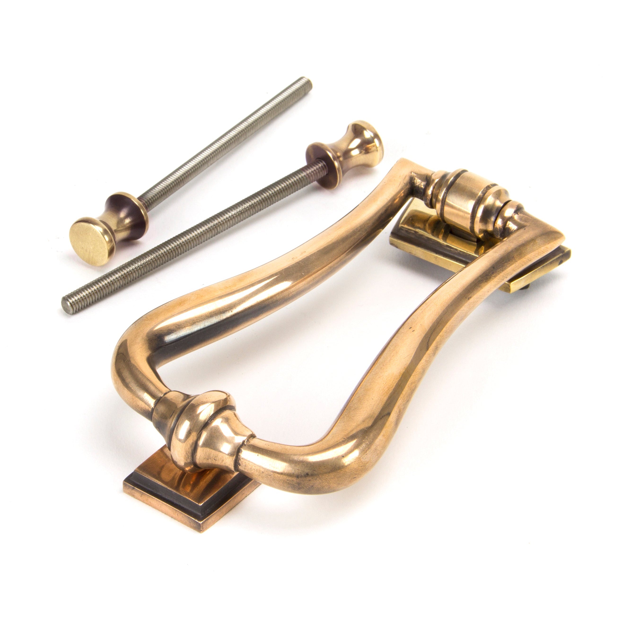 Polished Bronze Slimline Art Deco Door Knocker | From The Anvil-Bolt-Through Door Knockers-Yester Home