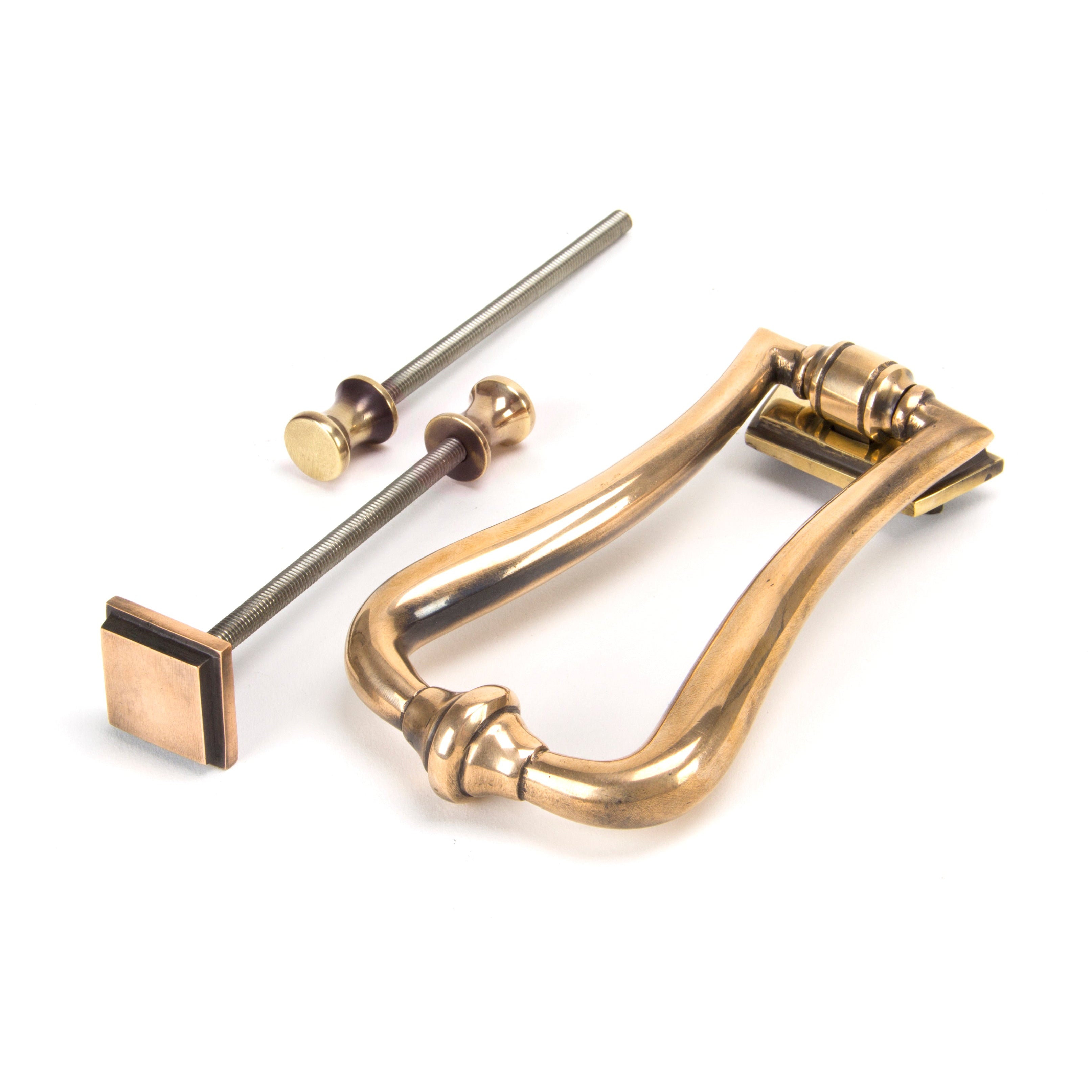 Polished Bronze Slimline Art Deco Door Knocker | From The Anvil-Bolt-Through Door Knockers-Yester Home