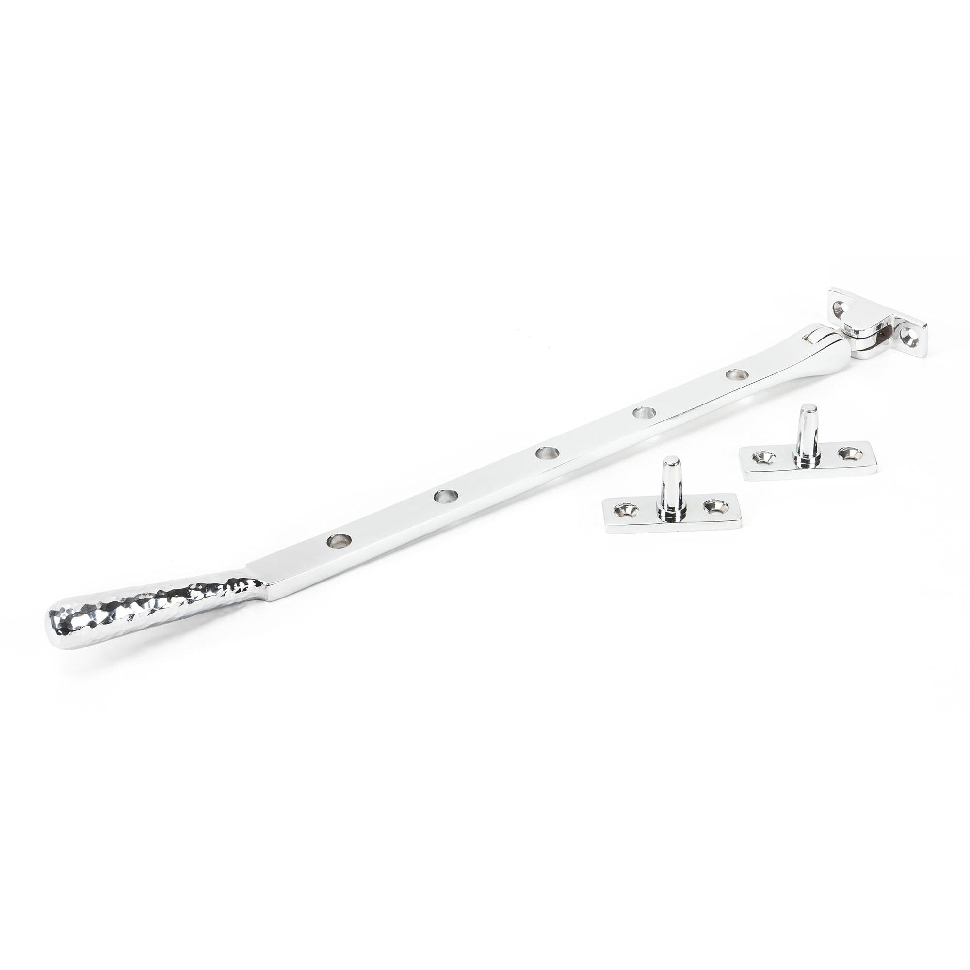 Polished Chrome 12" Hammered Newbury Stay | From The Anvil - Stays - From The Anvil - Yester Home