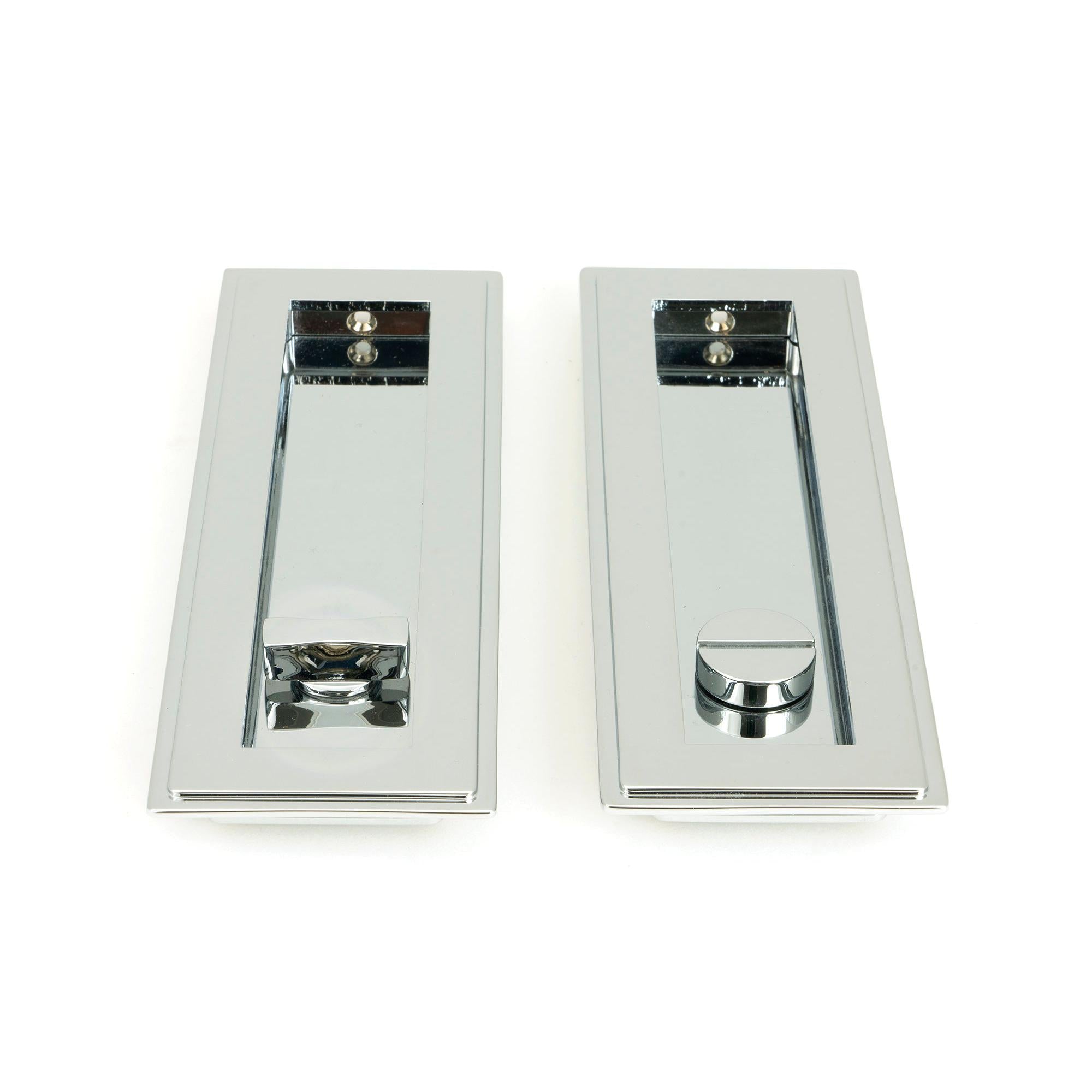 Polished Chrome 175mm Art Deco Rectangular Pull -Privacy Set | From The Anvil - Cabinet Pulls - From The Anvil - Yester Home