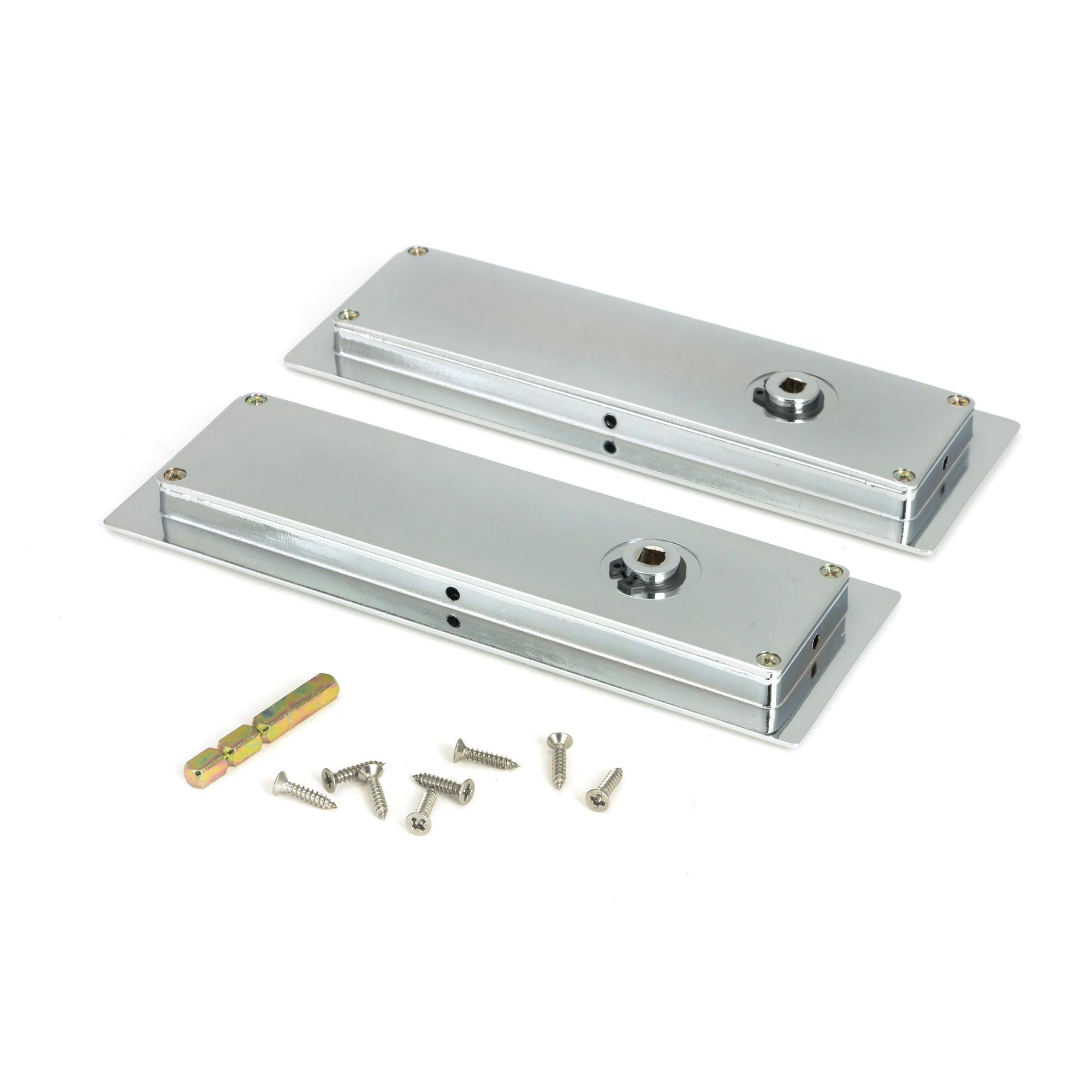 Polished Chrome 175mm Art Deco Rectangular Pull -Privacy Set | From The Anvil - Cabinet Pulls - From The Anvil - Yester Home