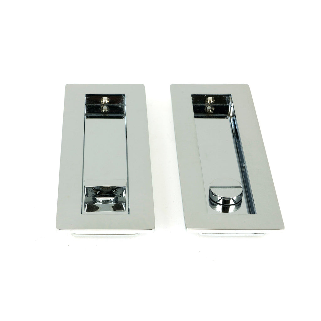 Polished Chrome 175mm Plain Rectangular Pull - Privacy Set | From The Anvil-Cabinet Pulls-Yester Home
