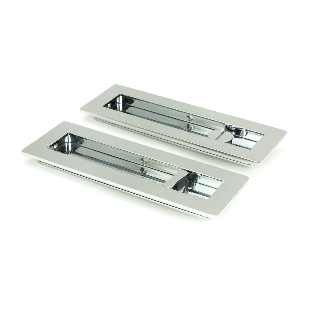 Polished Chrome 175mm Plain Rectangular Pull - Privacy Set | From The Anvil-Cabinet Pulls-Yester Home