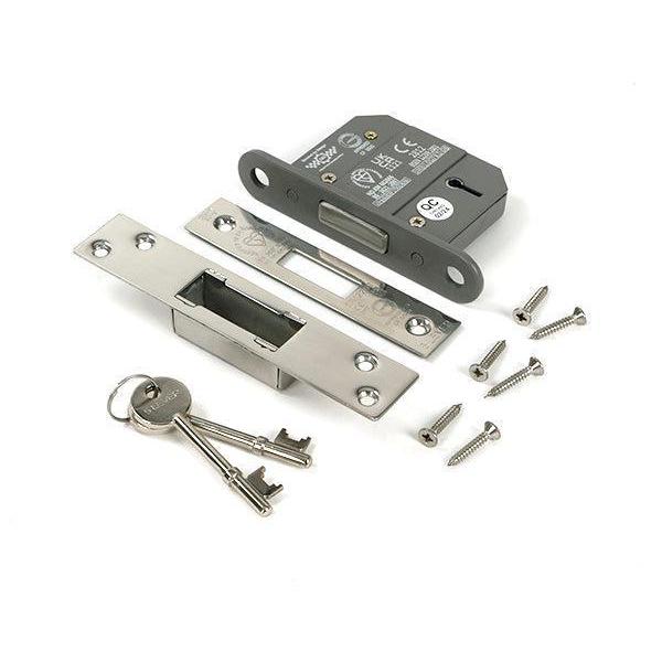 Polished Chrome 2½" 5 Lever BS Dead Lock - Deadlocks & Deadbolts - From The Anvil - Yester Home