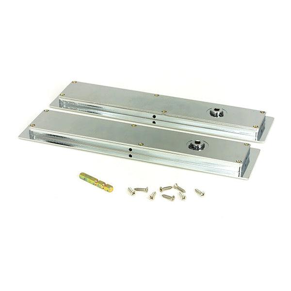 Polished Chrome 250mm Art Deco Rectangular Pull -Privacy Set | From The Anvil-Cabinet Pulls-Yester Home