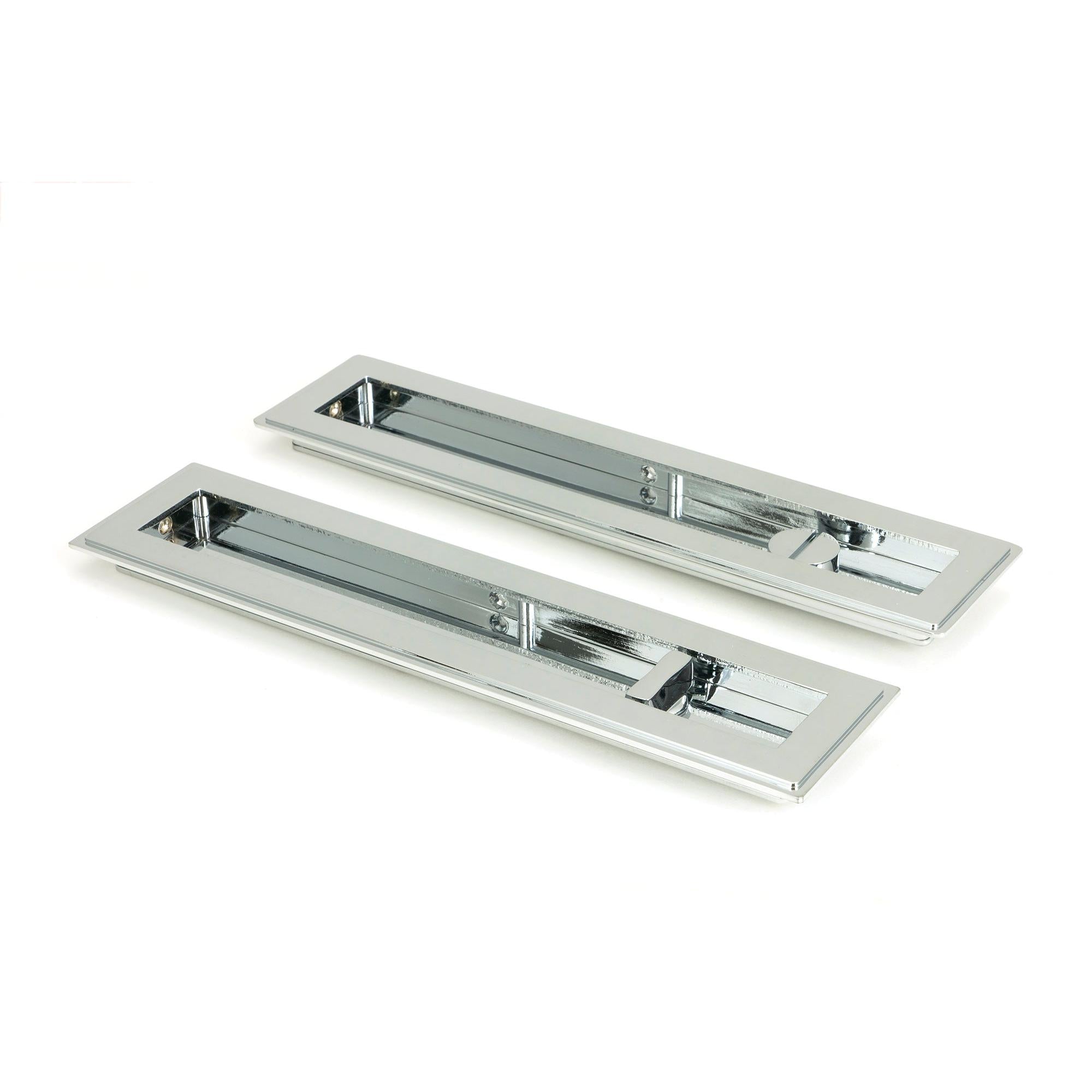 Polished Chrome 250mm Art Deco Rectangular Pull -Privacy Set | From The Anvil - Cabinet Pulls - From The Anvil - Yester Home