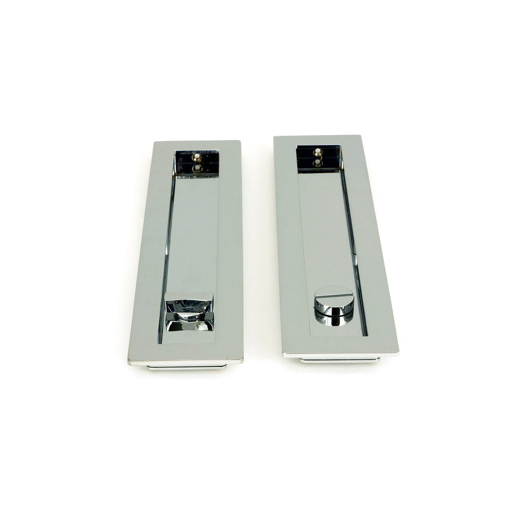 Polished Chrome 250mm Plain Rectangular Pull - Privacy Set | From The Anvil-Cabinet Pulls-Yester Home