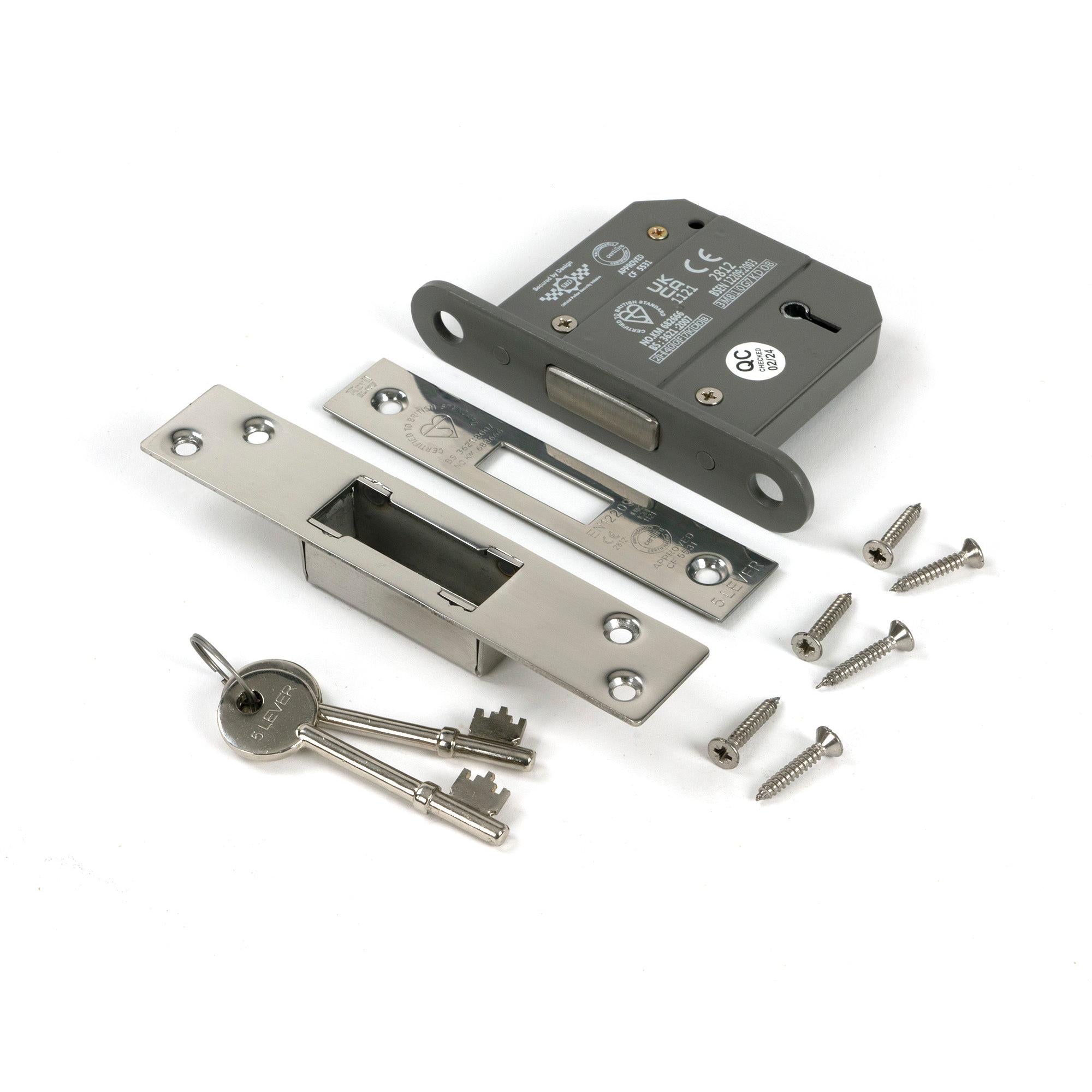 Polished Chrome 3" 5 Lever BS Dead Lock KA - Deadlocks & Deadbolts - From The Anvil - Yester Home