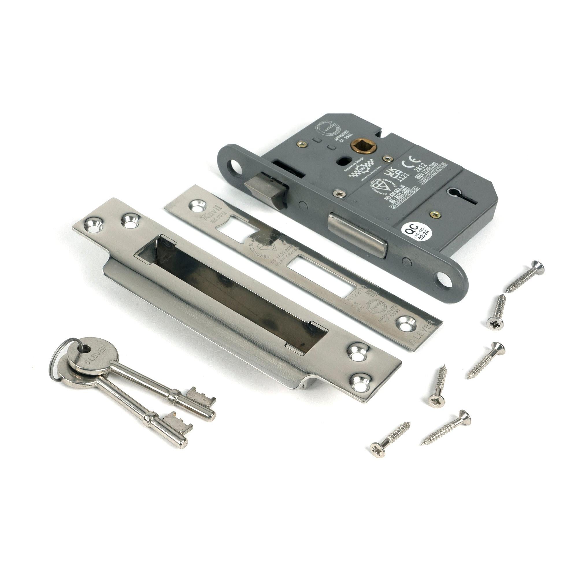 Polished Chrome 3" 5 Lever BS Sash Lock KA - Sash Locks - From The Anvil - Yester Home