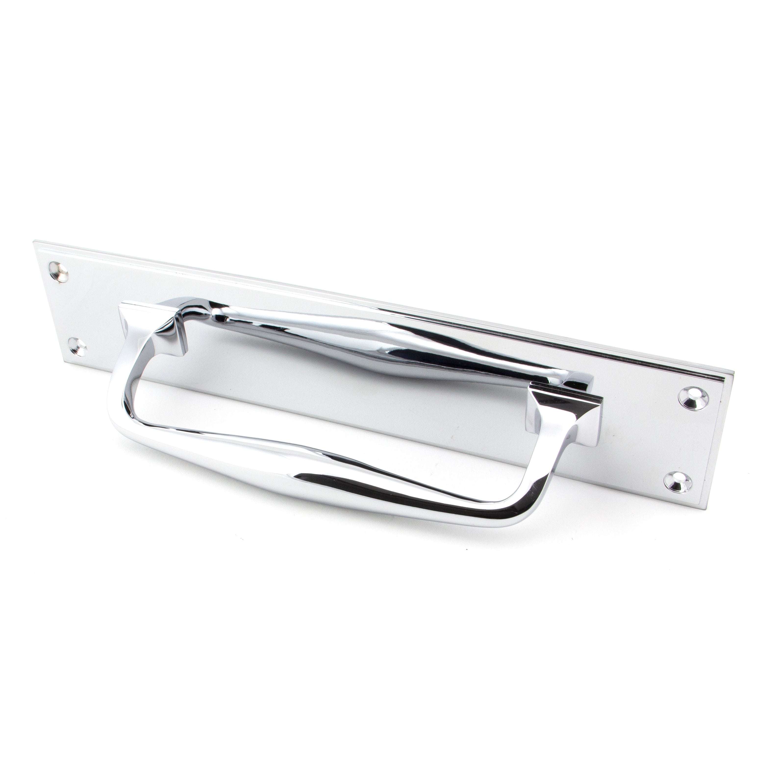 Polished Chrome 300mm Art Deco Pull Handle on Backplate | From The Anvil-On Backplate-Yester Home