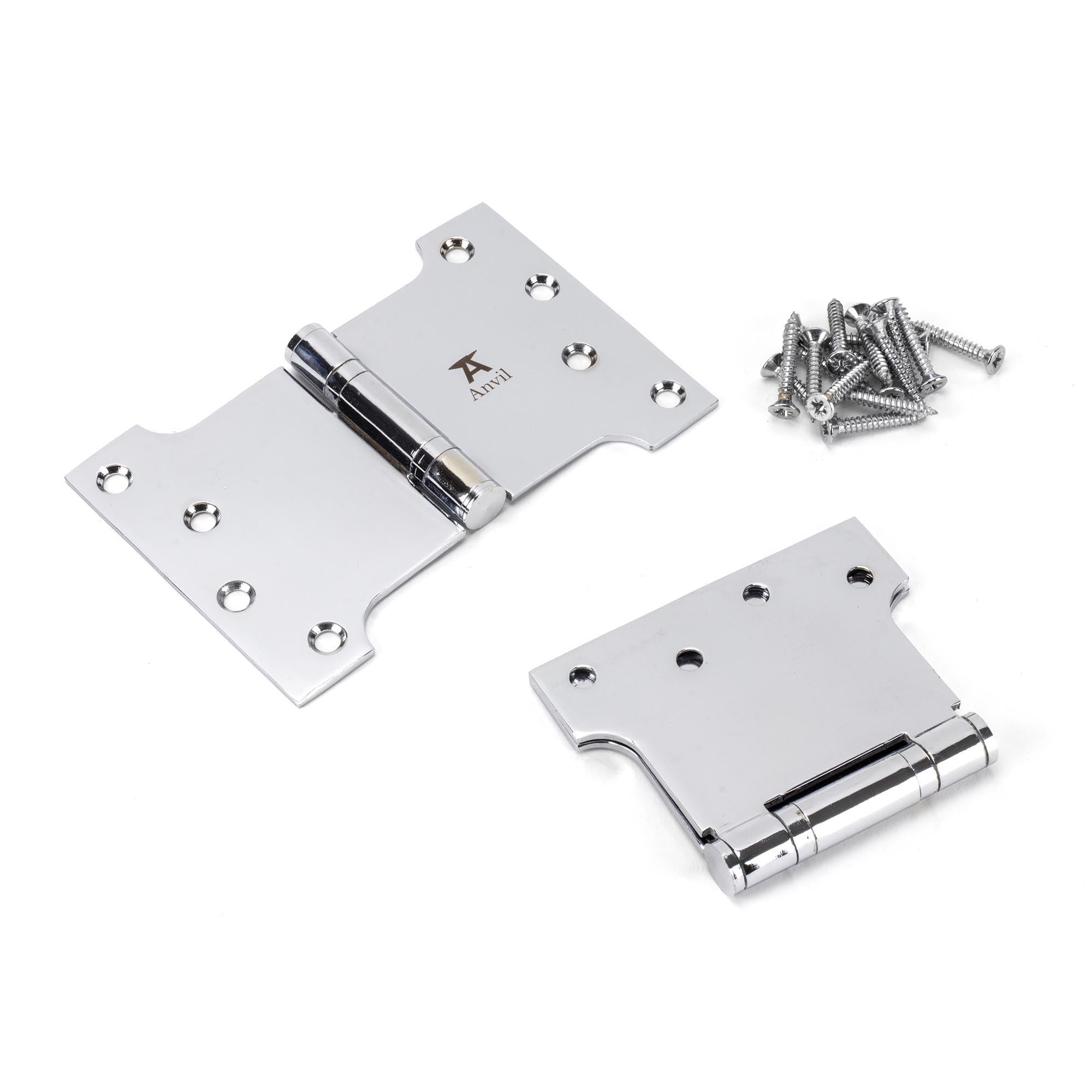 Polished Chrome 4" x 4" x 6" Parliament Hinge (pair) ss | From The Anvil - Parliament Hinges - From The Anvil - Yester Home