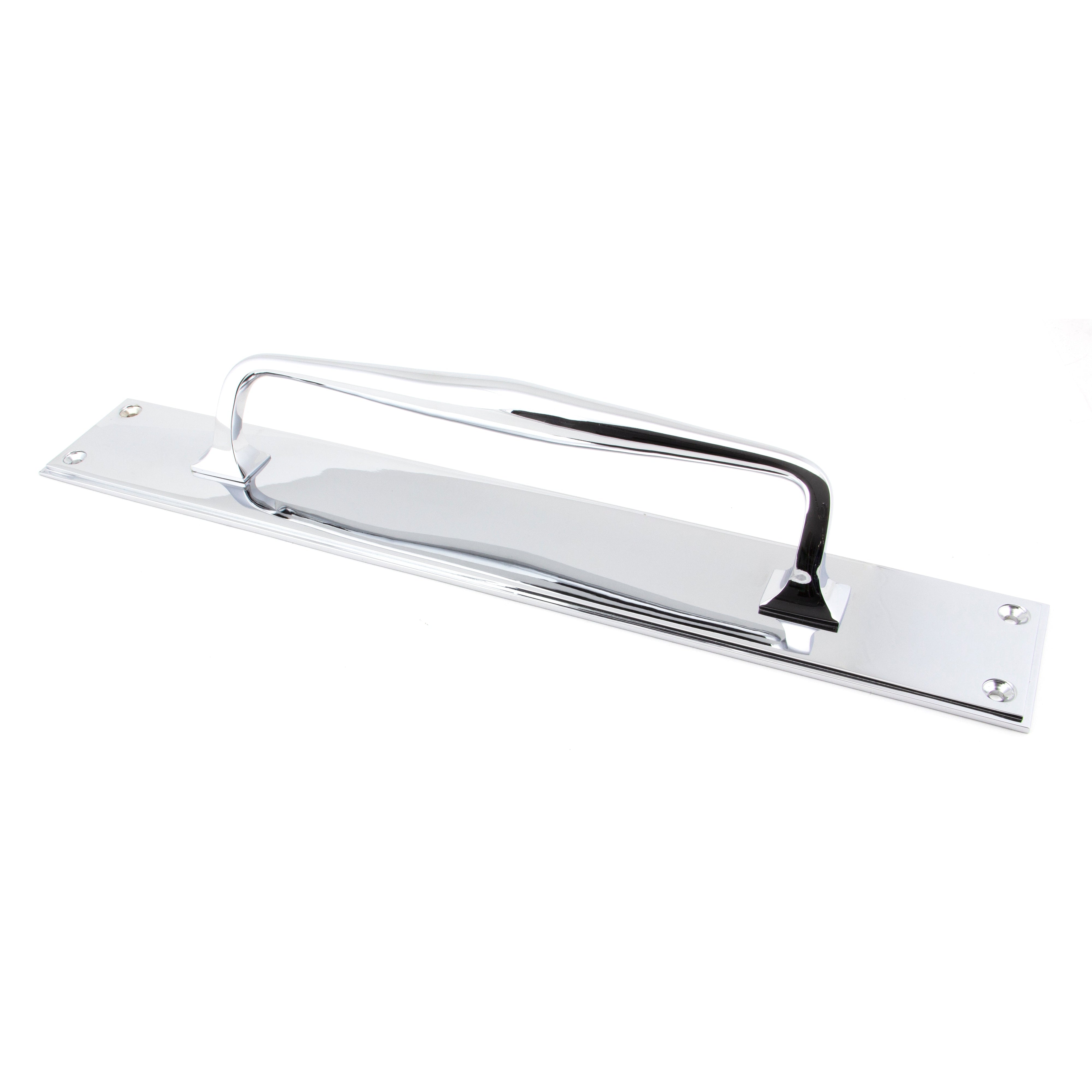 Polished Chrome 425mm Art Deco Pull Handle on Backplate | From The Anvil-On Backplate-Yester Home