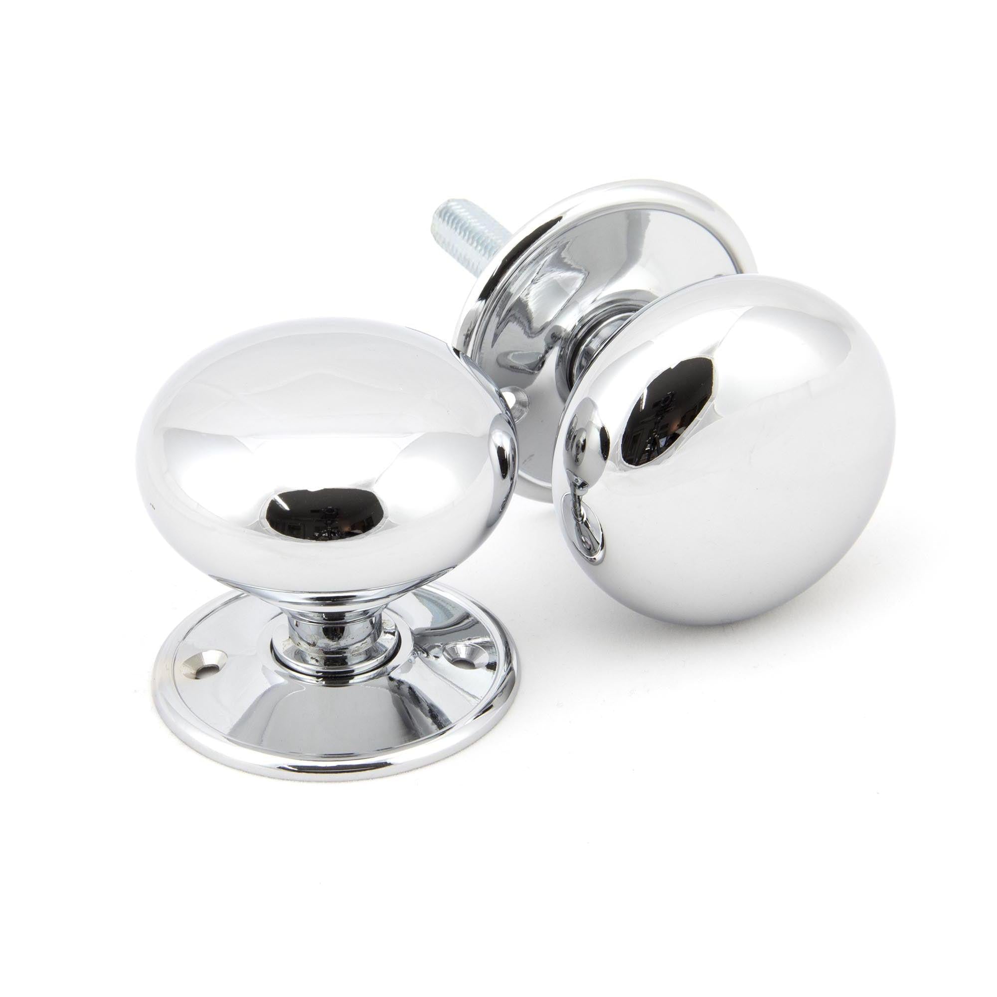 Polished Chrome 57mm Mushroom Mortice/Rim Knob Set | From The Anvil - Mortice Knobs - From The Anvil - Yester Home