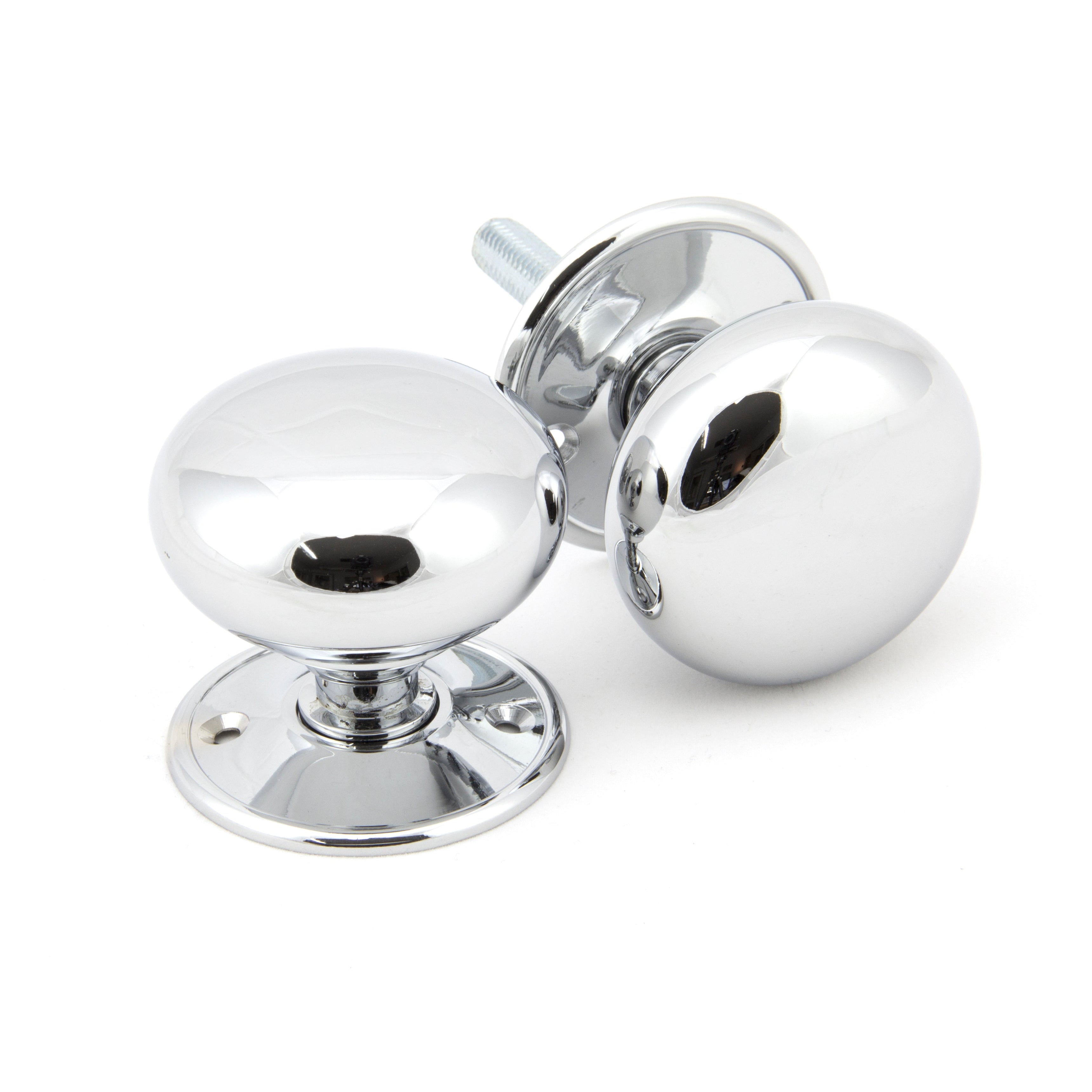 Polished Chrome 57mm Mushroom Mortice/Rim Knob Set | From The Anvil-Mortice Knobs-Yester Home