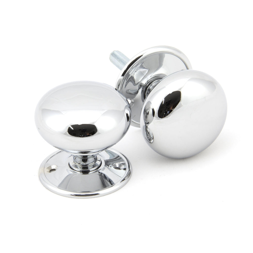 Polished Chrome 57mm Mushroom Mortice/Rim Knob Set | From The Anvil-Mortice Knobs-Yester Home