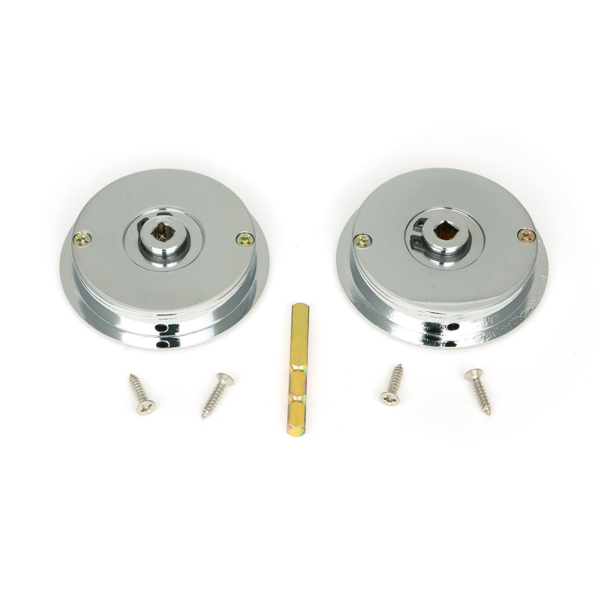 Polished Chrome 60mm Art Deco Round Pull - Privacy Set | From The Anvil - Cabinet Pulls - From The Anvil - Yester Home