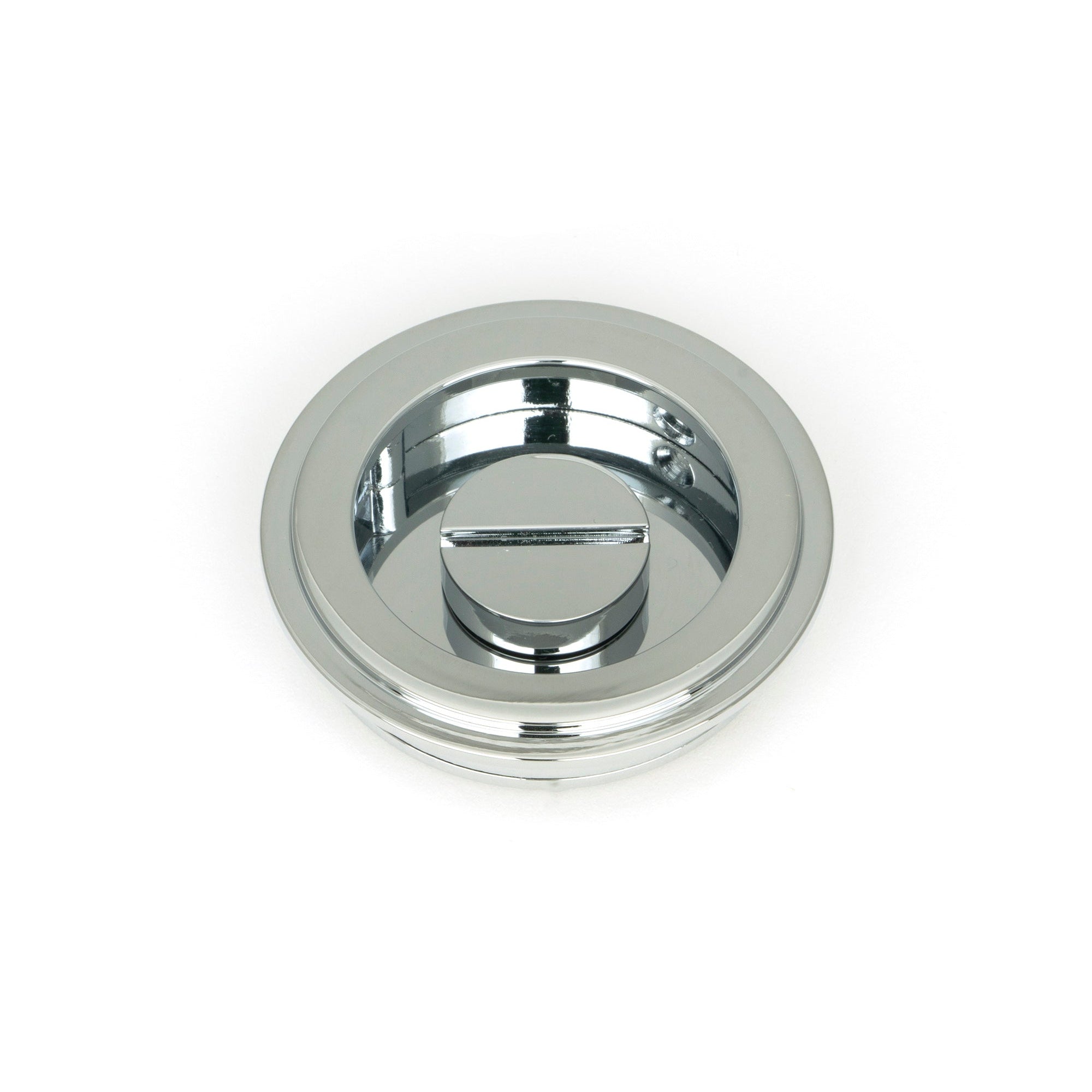 Polished Chrome 60mm Art Deco Round Pull - Privacy Set | From The Anvil-Cabinet Pulls-Yester Home