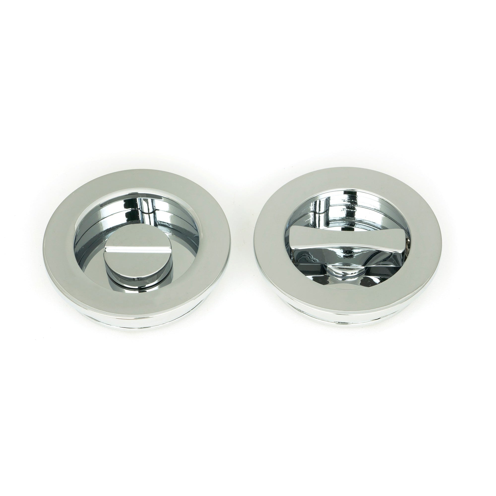 Polished Chrome 60mm Plain Round Pull - Privacy Set | From The Anvil-Cabinet Pulls-Yester Home