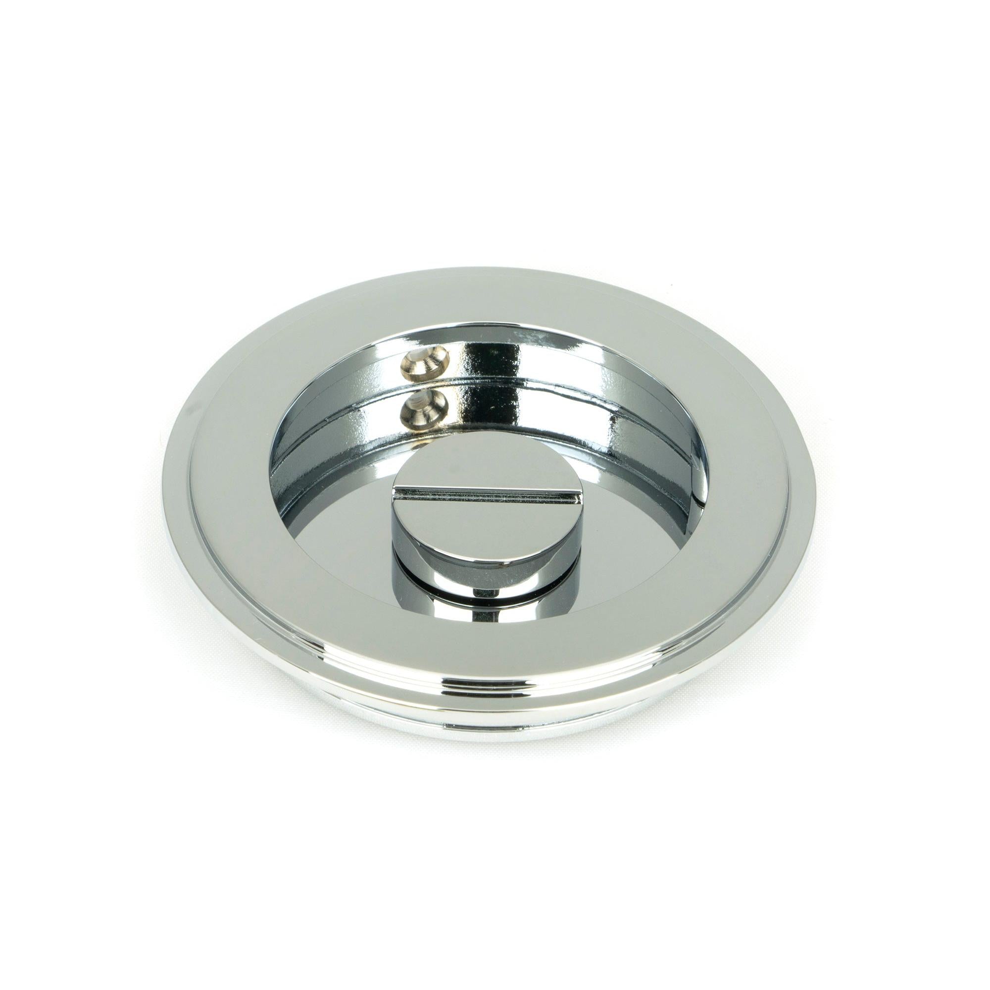 Polished Chrome 75mm Art Deco Round Pull - Privacy Set | From The Anvil - Cabinet Pulls - From The Anvil - Yester Home