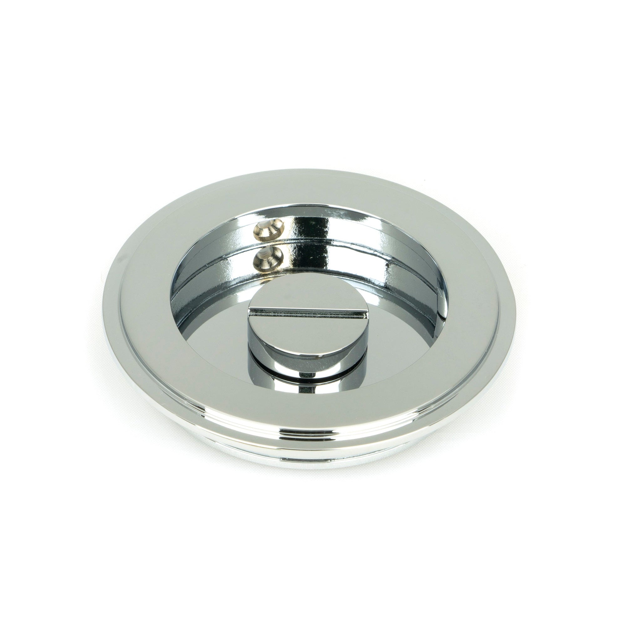 Polished Chrome 75mm Art Deco Round Pull - Privacy Set | From The Anvil-Cabinet Pulls-Yester Home
