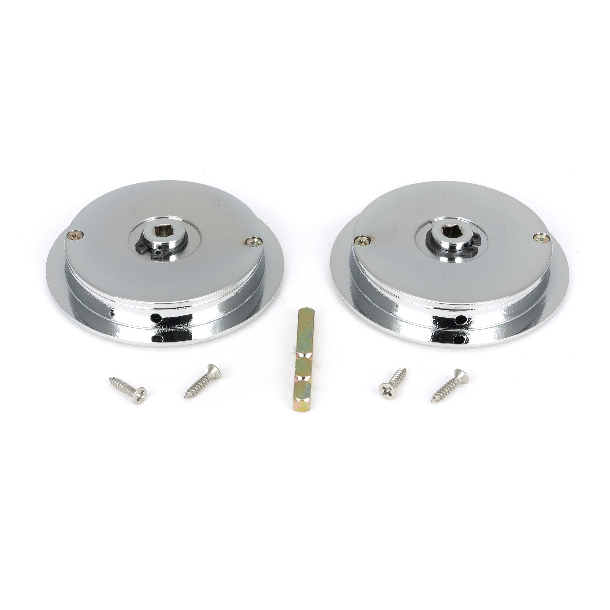 Polished Chrome 75mm Art Deco Round Pull - Privacy Set | From The Anvil-Cabinet Pulls-Yester Home