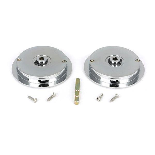 Polished Chrome 75mm Art Deco Round Pull - Privacy Set | From The Anvil-Cabinet Pulls-Yester Home