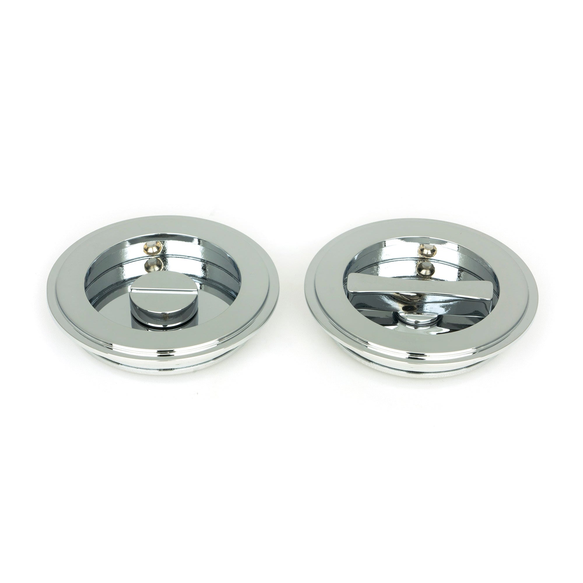 Polished Chrome 75mm Art Deco Round Pull - Privacy Set | From The Anvil-Cabinet Pulls-Yester Home