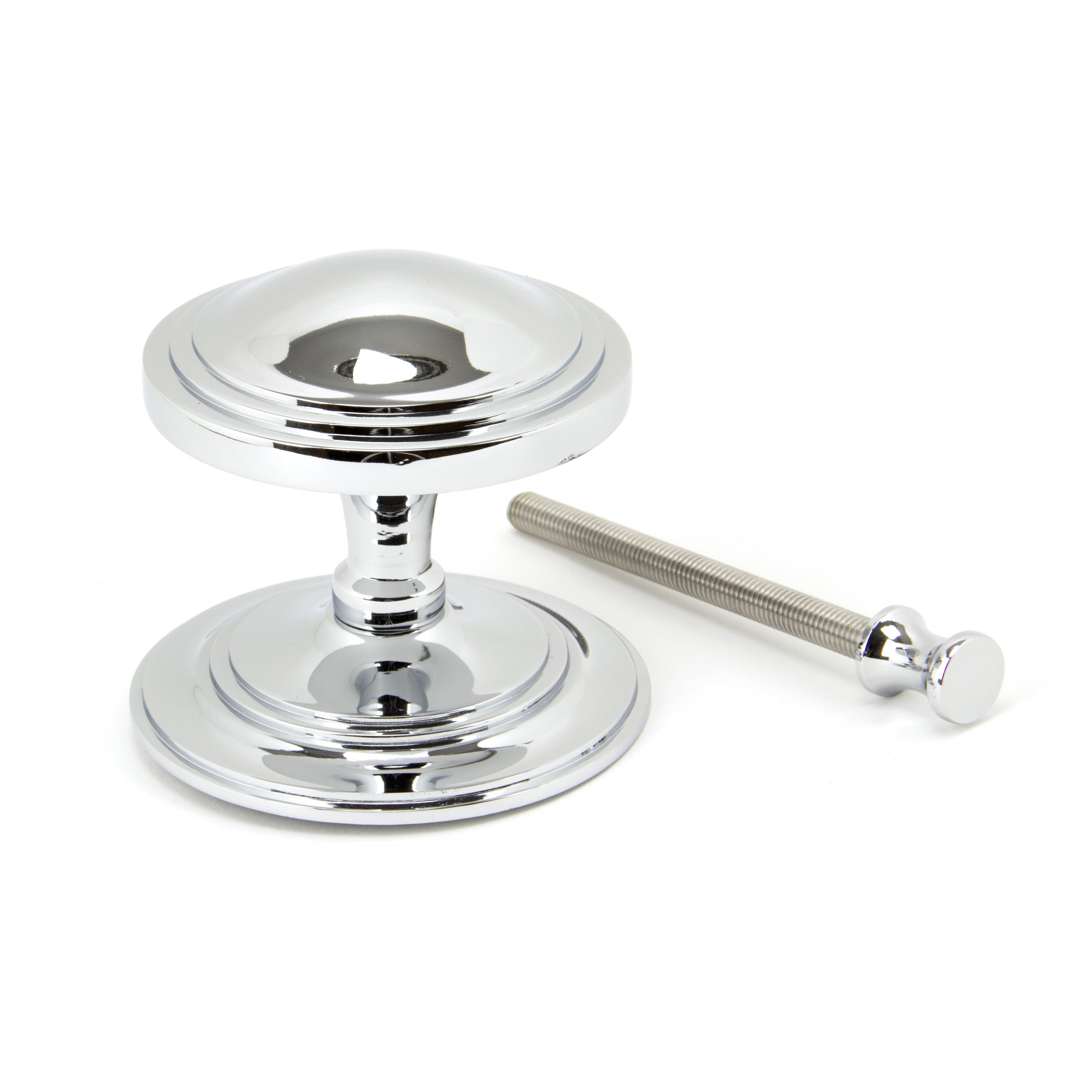 Polished Chrome Art Deco Centre Door Knob | From The Anvil-Centre Door Knobs-Yester Home